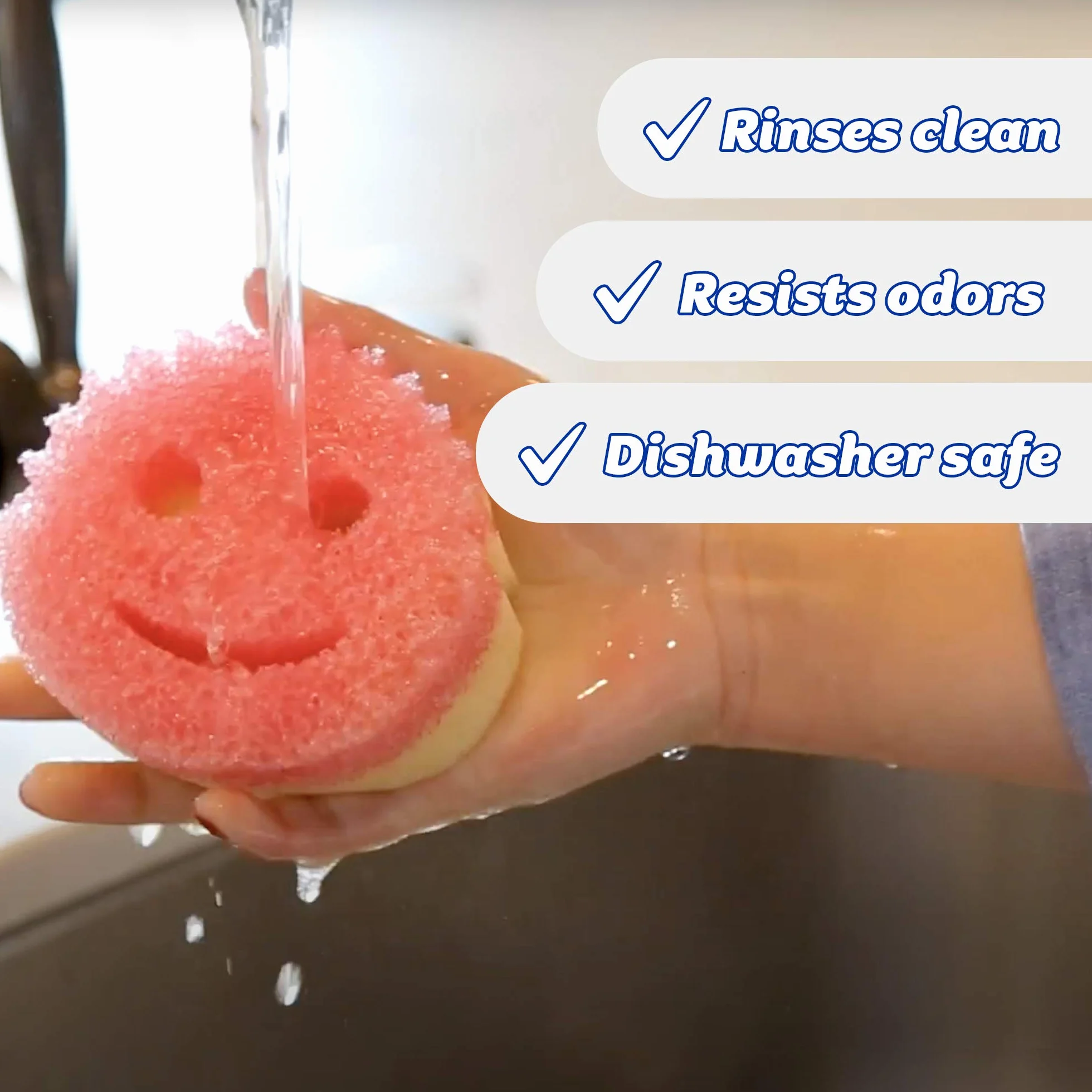 Scrub Daddy Dwustronna gąbka i szorowanie - Scrub Mommy - gąbka bez zarysowań do naczyń i domu, miękka w ciepłej wodzie, mocna w zimnie, odporna na zapachy (1 szt. (1 opakowanie)
