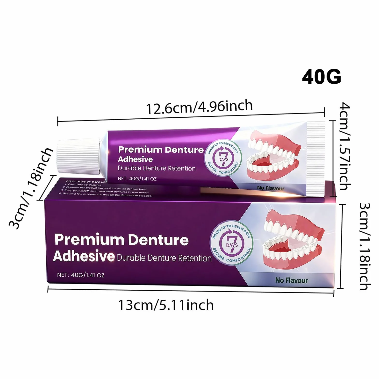 Klej Do Protez | 40 g Naprawa Uszczelniacz Stabilizator Poduszka - Krem Do Protez O Mocnym Trzymaniu,Dla Dorosłych Kobiet Codziennego Noszenia Pełnych I Częściowych W Podróży I W
