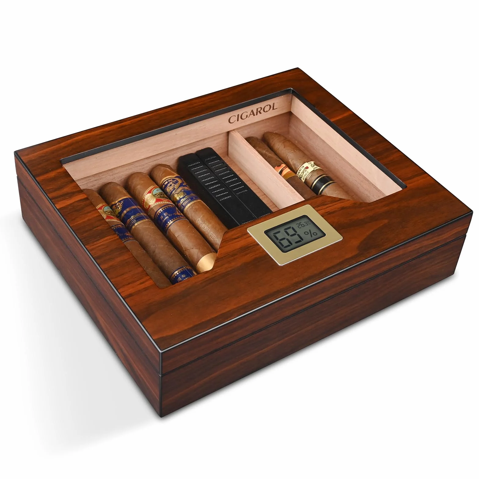 Humidor, ręcznie wykonane humidory, cygara, etui na cygara z nawilżaczem i higrometrem, na ok. 25-35 cygar, świetny prezent dla mężczyzn (bez cygar)