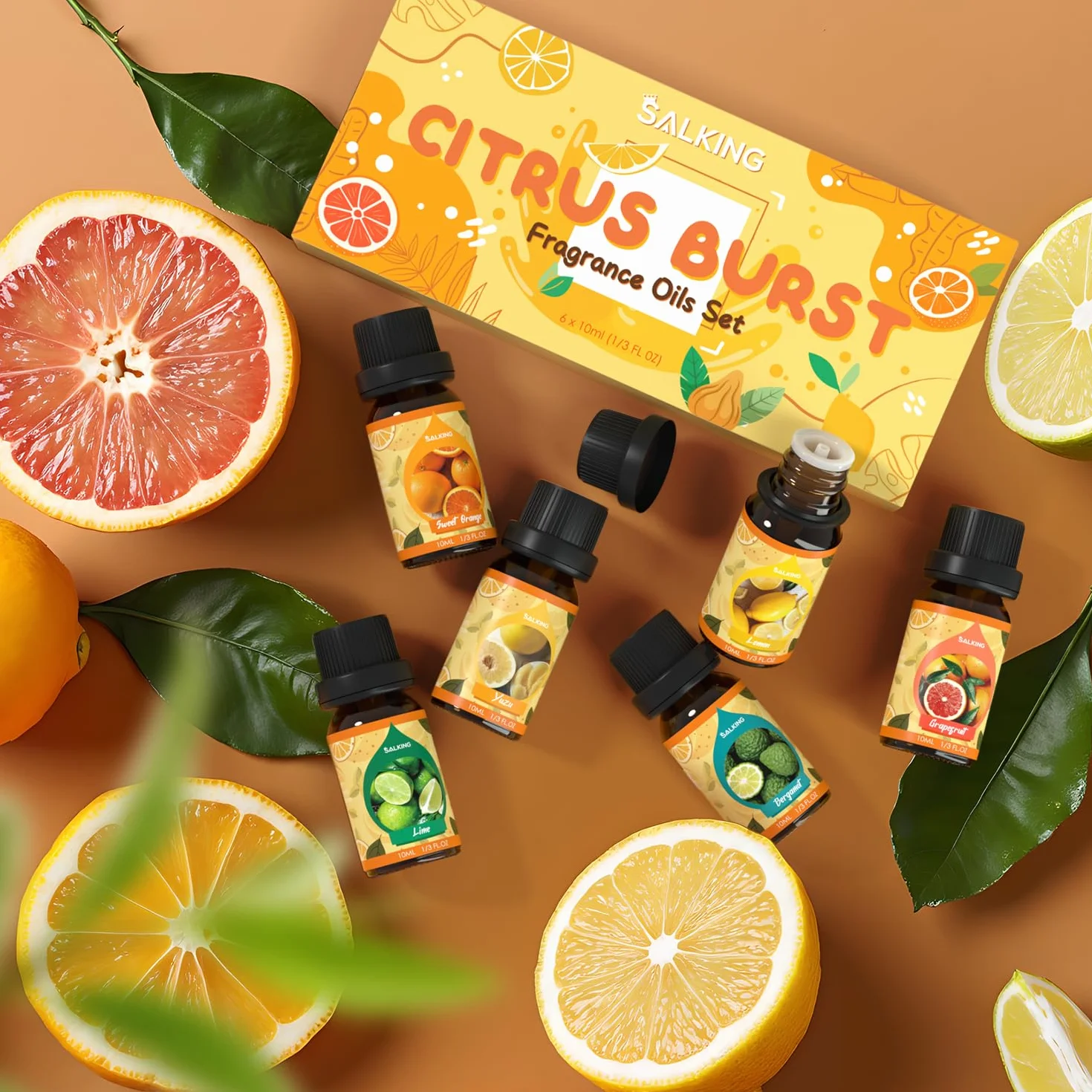 SALKING Olejki eteryczne cytrusowe do nawilżacza dyfuzora 100% naturalny słodka pomarańcza bergamotka cytryna grejpfrut limonka yuzu