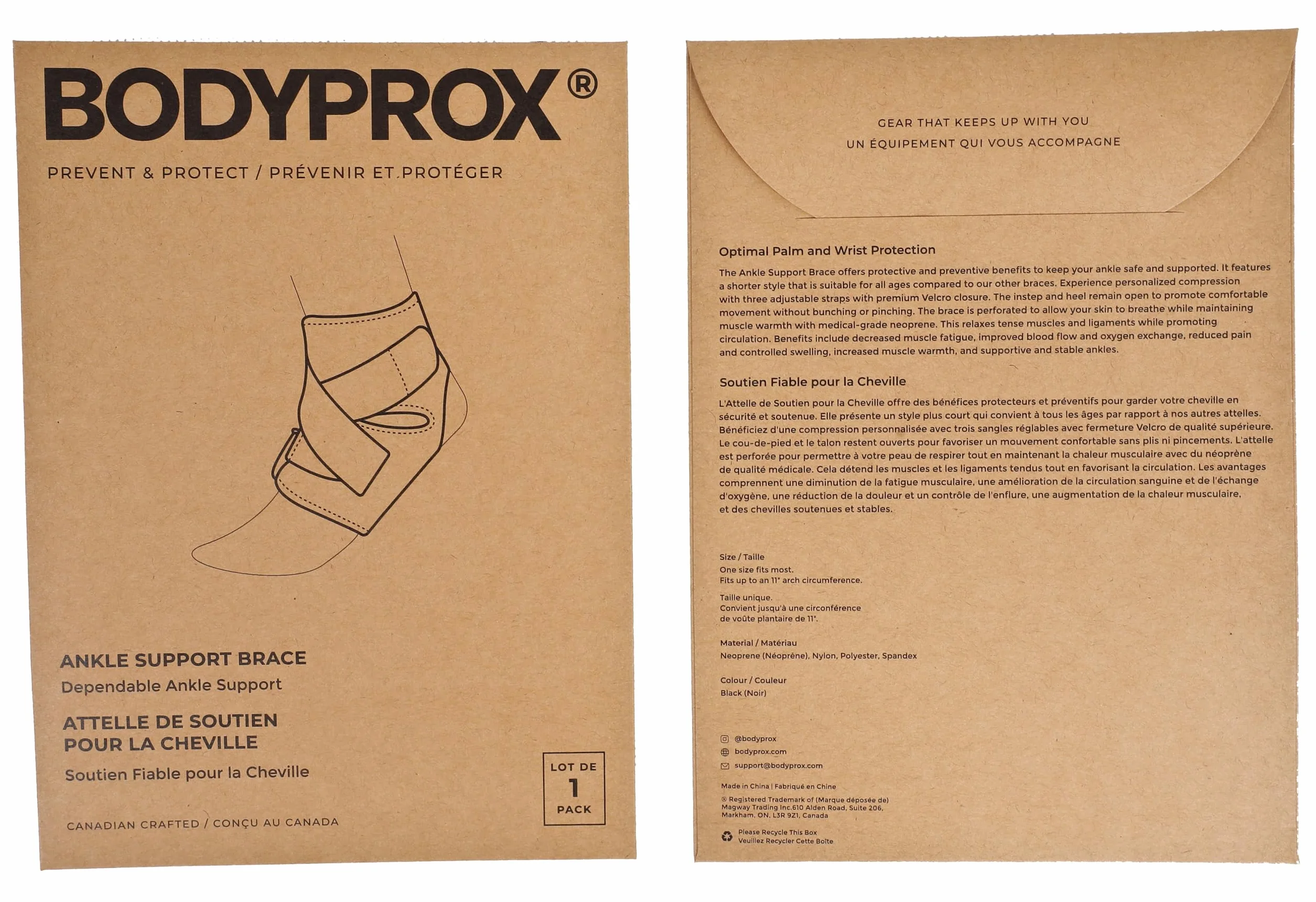 Bodyprox uchwyt na kostkę, oddychająca tuleja neoprenowa, regulowana okładka!