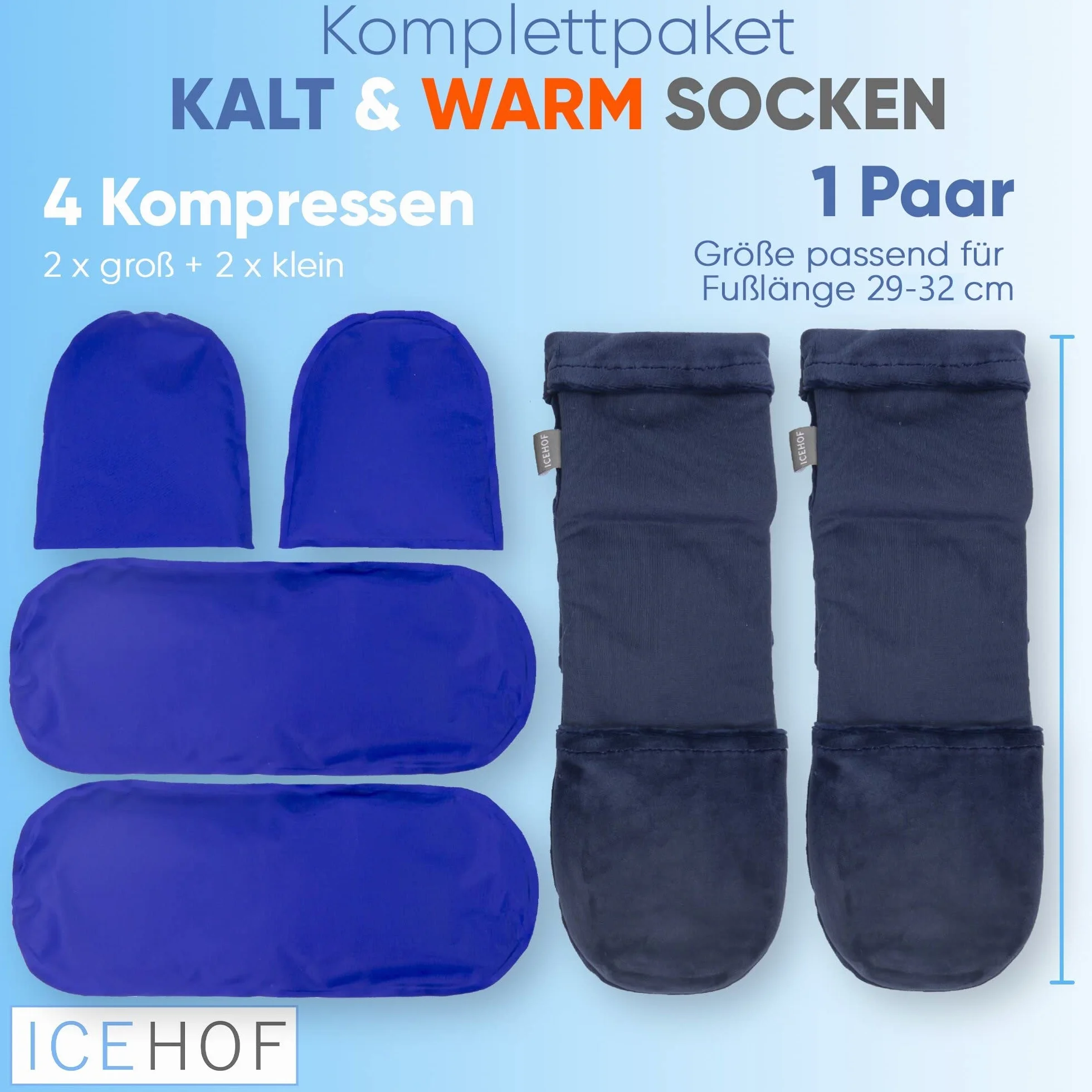 ICEHOF Skarpety chłodzące z żelowymi wkładkami chłodzącymi 1 para rozmiar L