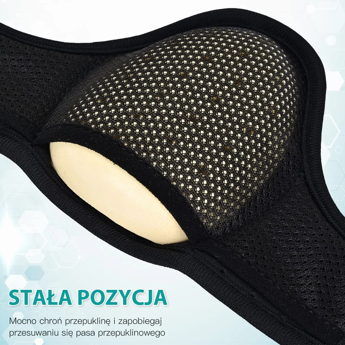 Pas przepukliny dla mężczyzn i kobiet Lewa lub prawa strona z wyjmowanymi podkładkami kompresyjnymi Czarny średni