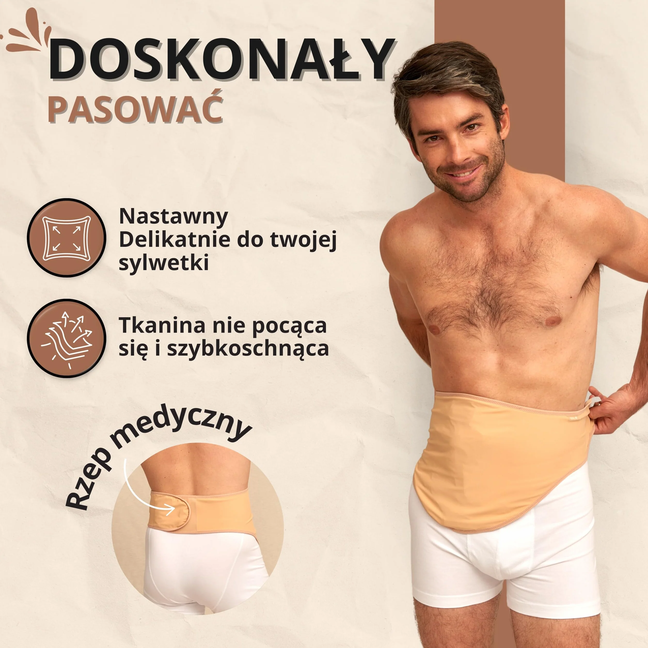 SIIL Pas stomijny Mężczyźni i kobiety beżowy, Osłony na worki stomijne Do Sporty i pływanie, Kompatybilne do Ileostomia, Urostomia Osłona na worek kolostomijny. Zrobione w EU