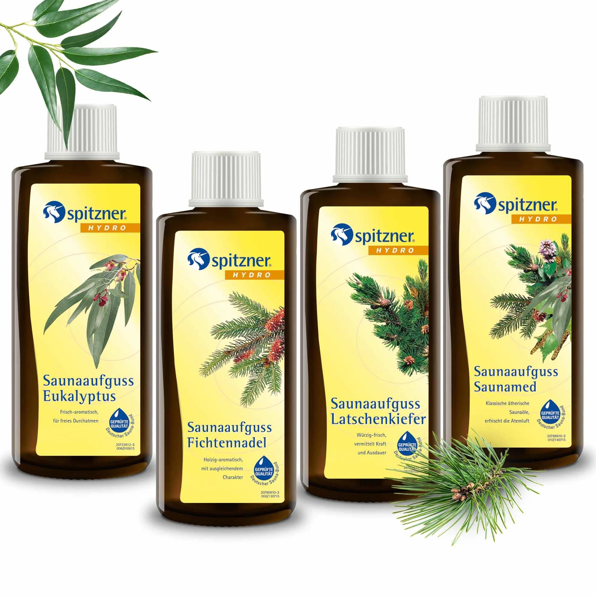 Spitzner Essence do sauny Bezpłatne oddychanie: eukaliptus, igła świerkowa, sosna górska i sauamed (4 x 190 ml)