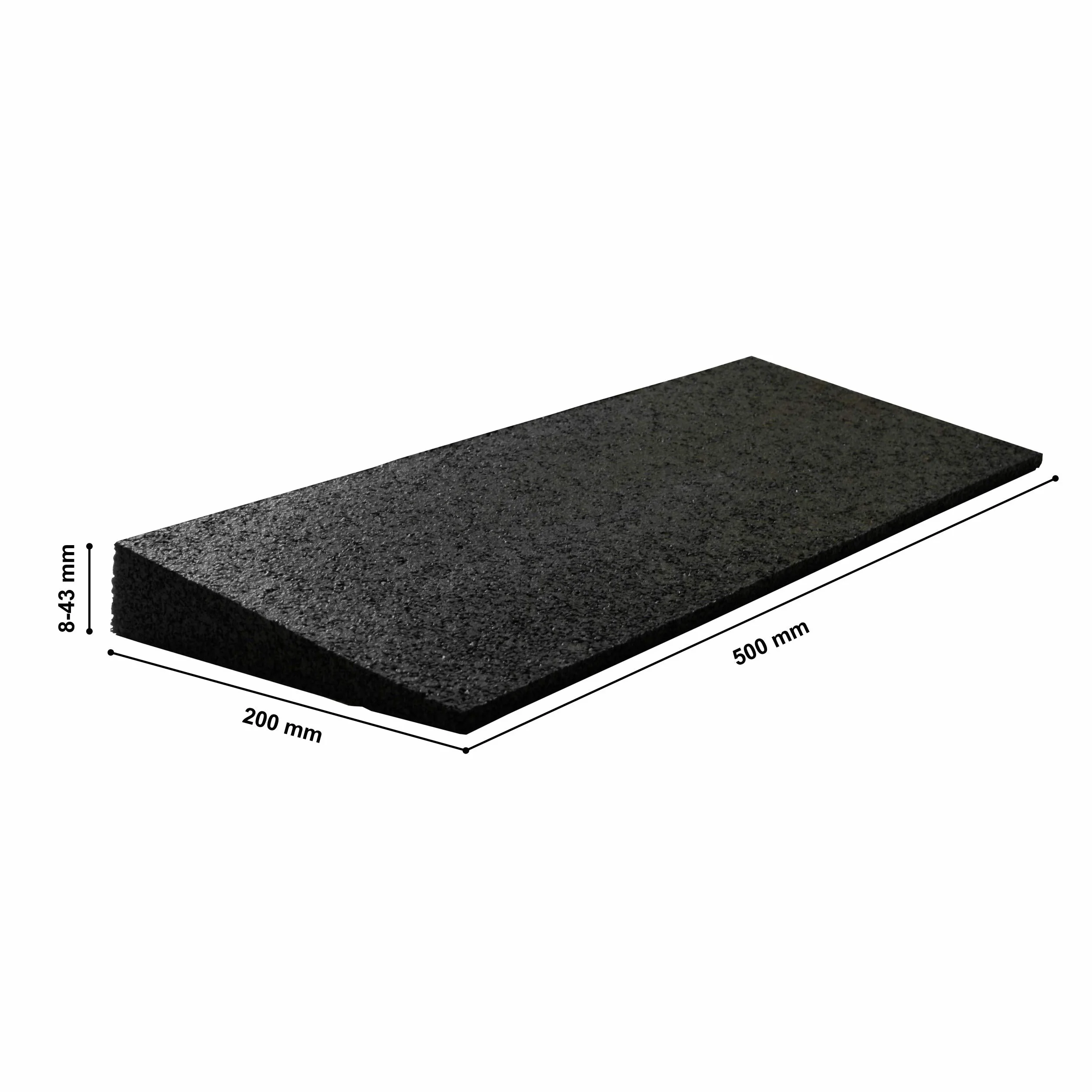 Gumowa Rampa Do Krawężnika 500 x 200 x 43 mm Zestaw 2 Sztuk Czarny Klin Do Wózków Inwalidzkich