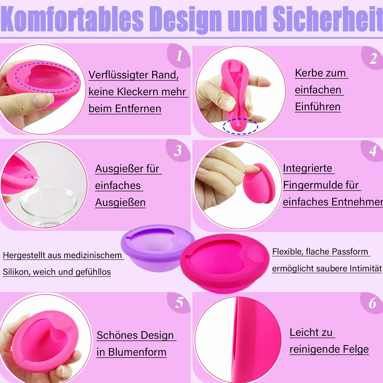 2 sztuki krążków menstruacyjnych rozmiary S L, kubek menstruacyjny, wielokrotnego użytku, krążek miesiączkowy, miękki, szczelny, z silikonu, alternatywa dla tamponów