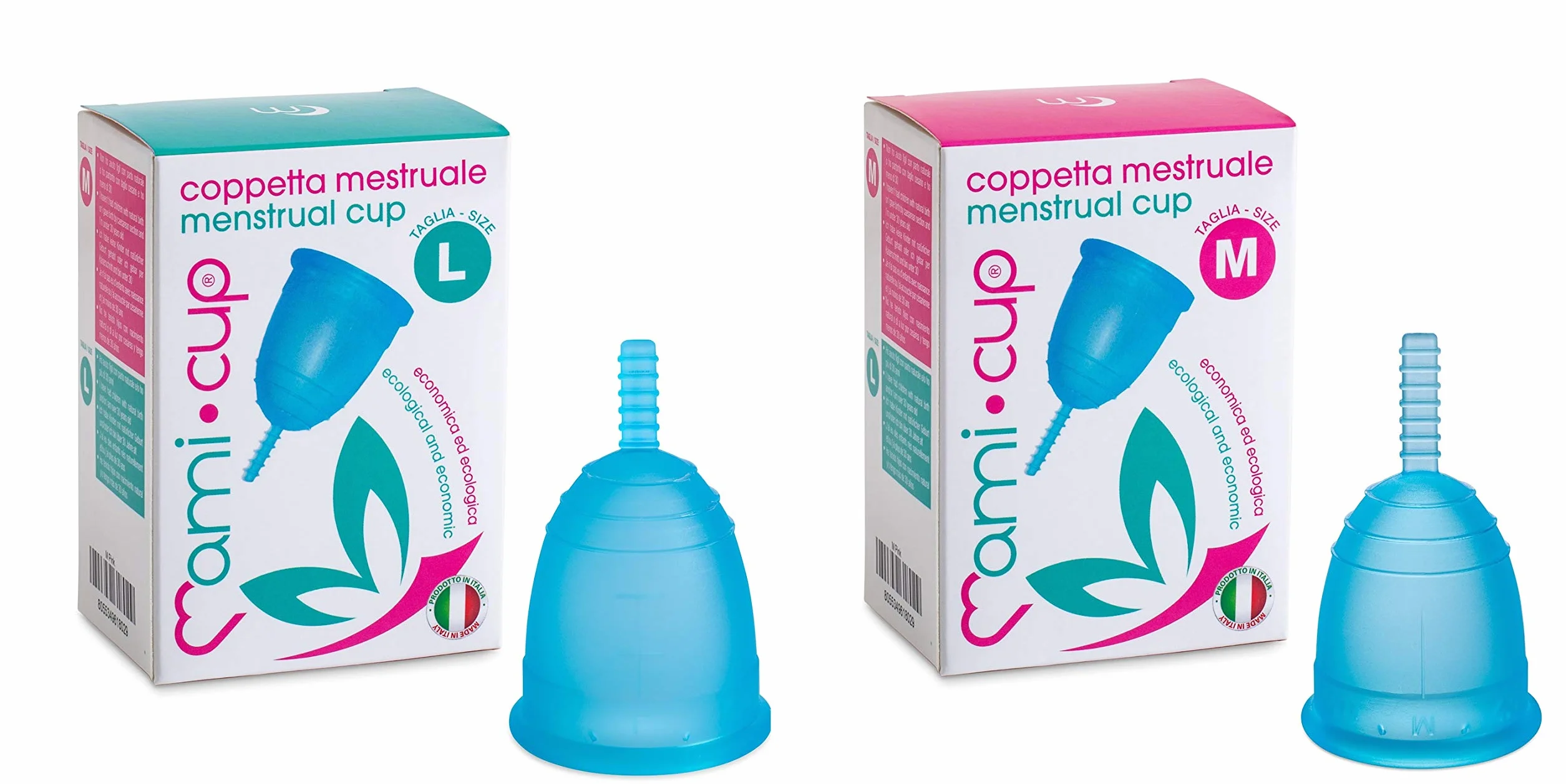 MamiCup zestaw kubków menstruacyjnych M+L turkusowy silikon medyczny