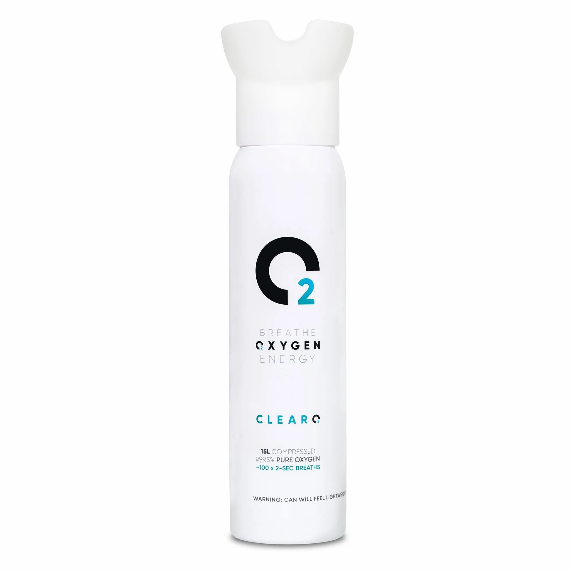 ClearO2 Puszka tlenowa 15 l z nasadką inhalatora. Czysty tlen do oddychania w lekkim aluminiowym kanistrze | Wyprodukowano w Wielkiej Brytanii