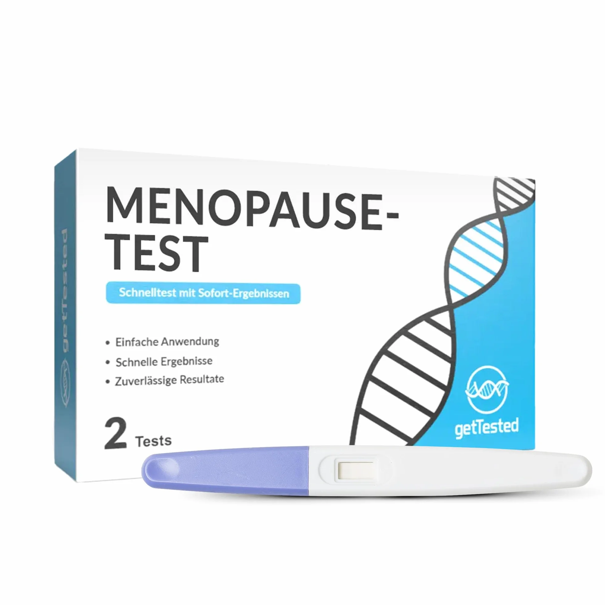 GetTested at Home Menopauza Test FSH (2 testy) Nasz szybki test to próbka moczu, tzw. Test midstream, który daje odpowiedź w ciągu kilku minut. Zawiera 2 paski testowe.