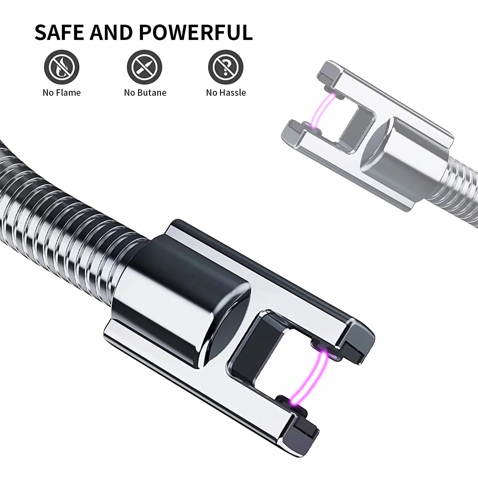 Newaner Stick Lighter, Electric Arc Lighter with Longer Neck, Electronic Lighter USB Rechargeable Windproof Flameless for Kitchen Stove Camping Fireworks Fireplace Candles Lighting Black