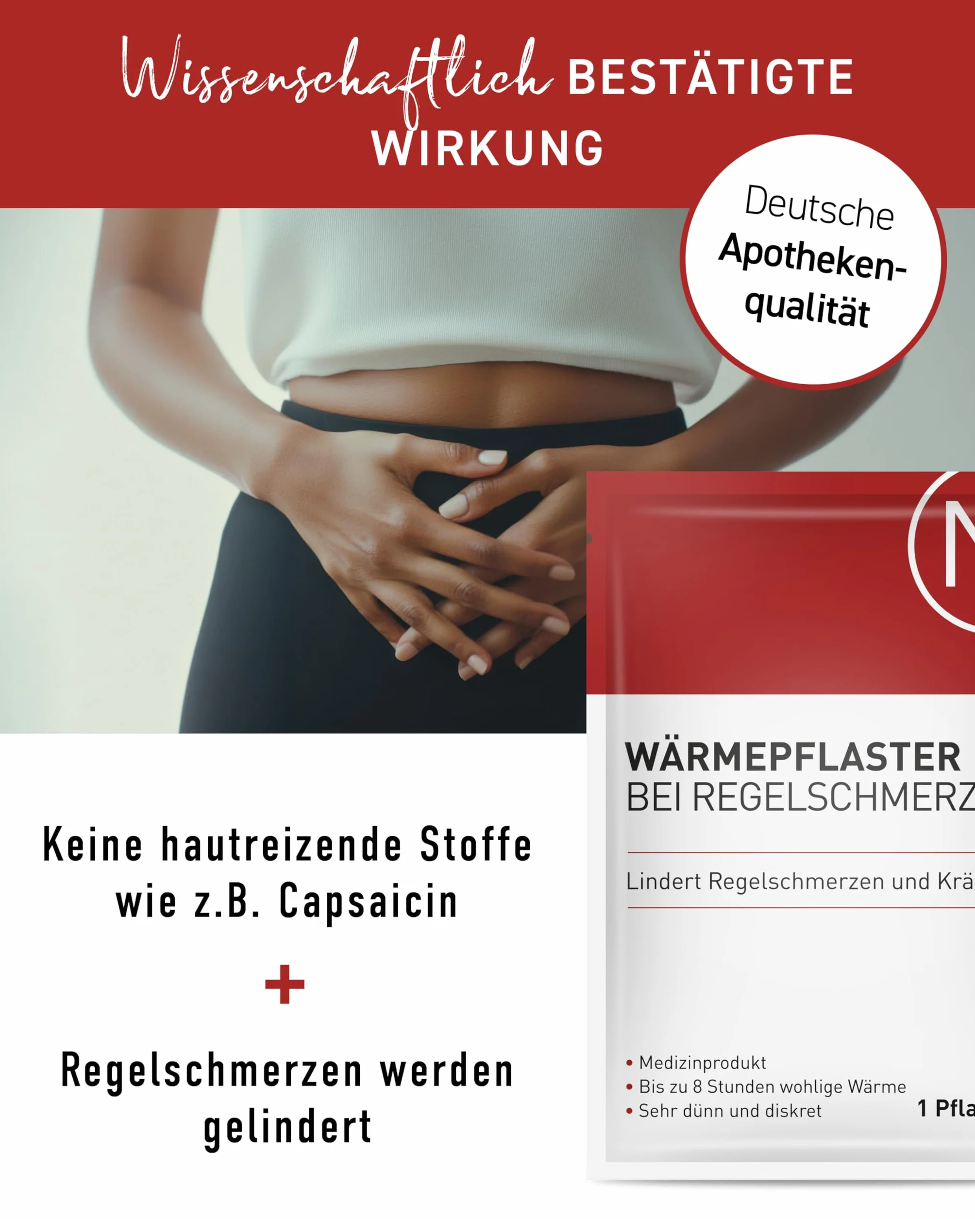 N1 Plastry rozgrzewające na ból regularny, 4 szt. – łagodzi bóle miesiączkowe i skurcze – rozluźnia brzuch – menstruacyjny pas rozgrzewający – zamiennik termoforu