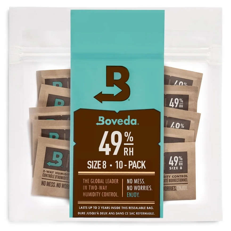 Wkład Boveda do przechowywania wrażliwych na wilgoć produktów | 49% RH, 2-kierunkowa kontrola wilgoci | rozmiar 8 do max. 30 g | zamykane opakowanie, 10 sztuk
