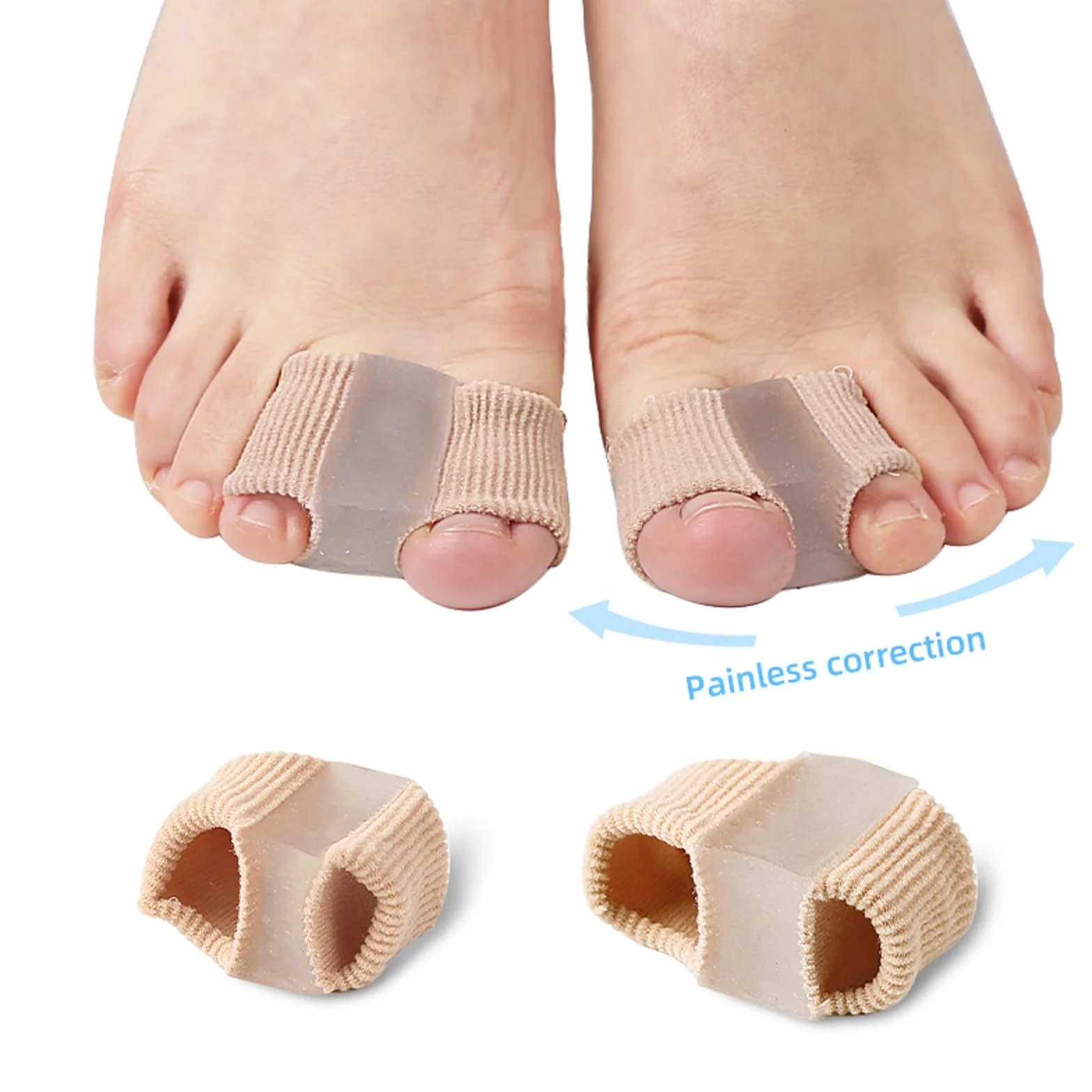 Separator Palców do Haluksów Korektor Hammer Toes Big Toe Stretcher i Prostownica Wygodne miękkie Włókno 2 Pary S+L