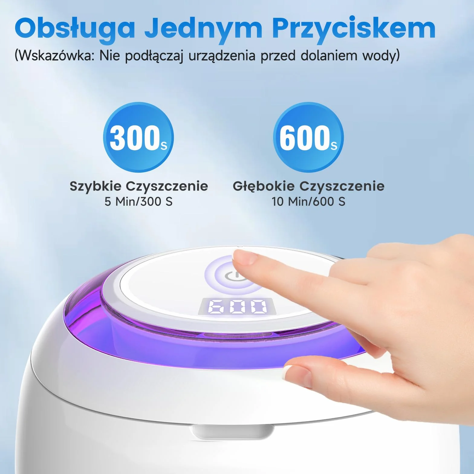 SEANCHEER Czyszczarka ultradźwiękowa 48kHz 180ML UV do protez retainerów alignerów szyn zębowych