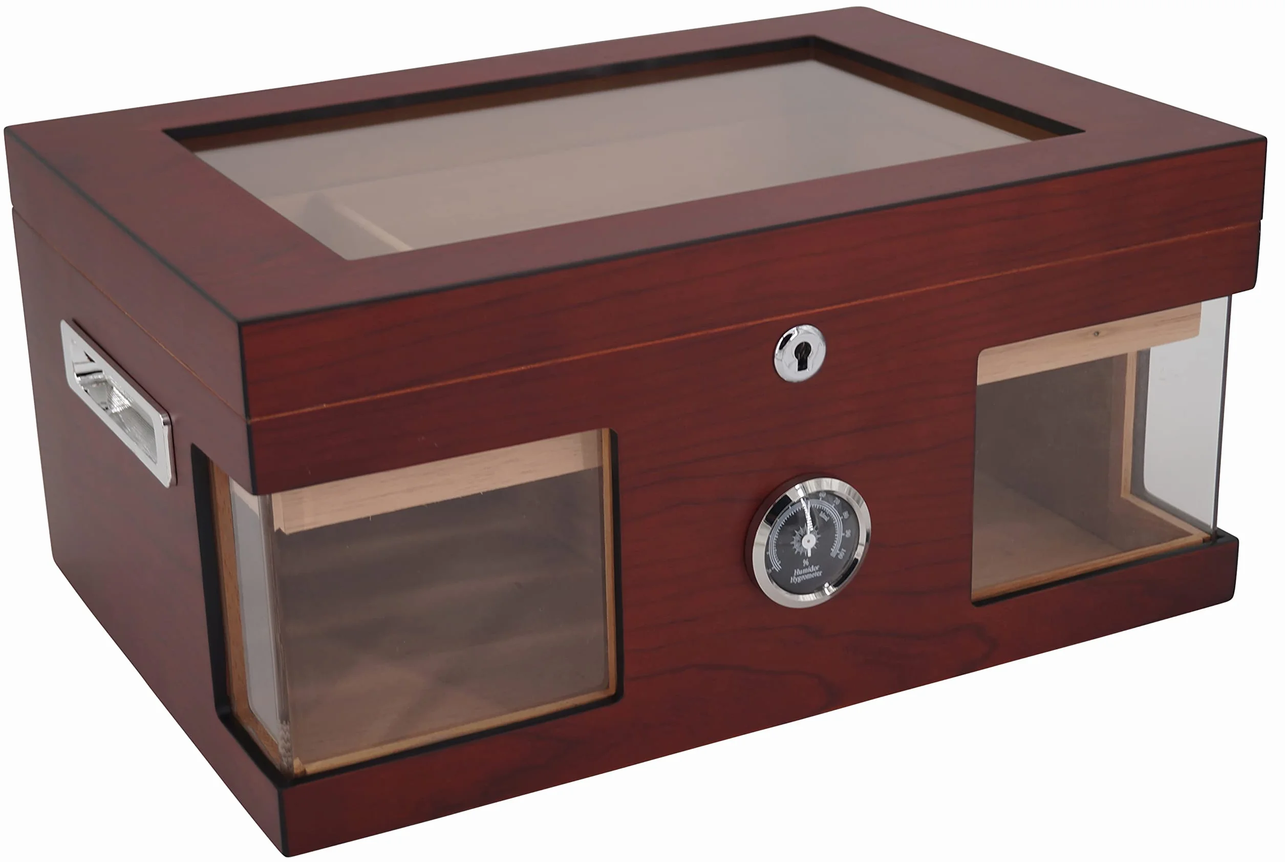 GERMANUS Humidor skrzynia z okienkiem brązowa