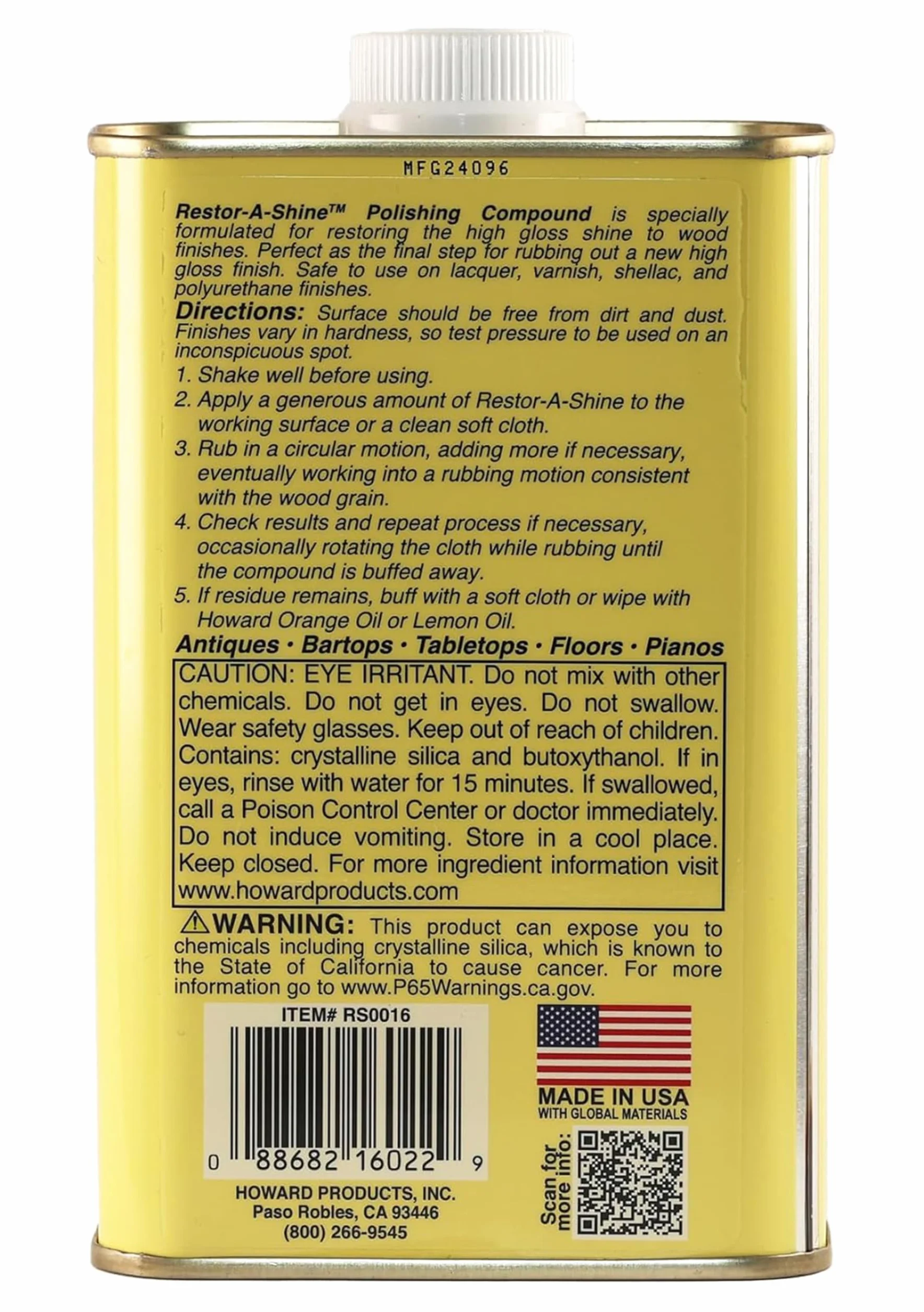 Howard RS0016 473 ml lub 473 ml preparat do polerowania drewna Restor-A-Shine