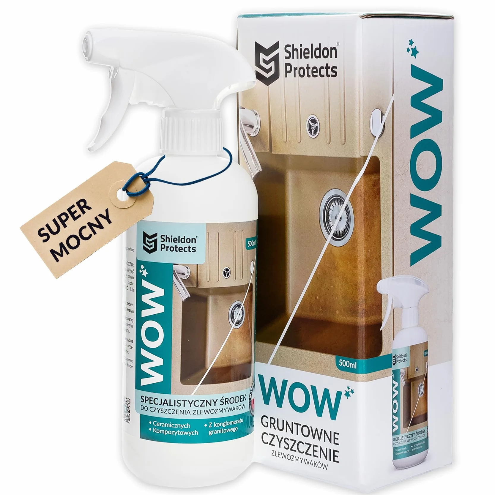 Shieldon Protects WOW – środek do czyszczenia zlewozmywaków granitowych 500 ml – usuwa ciemne plamy i przebarwienia bez szorowania – do zlewów ceramicznych, kompozytowych i konglomeratowych