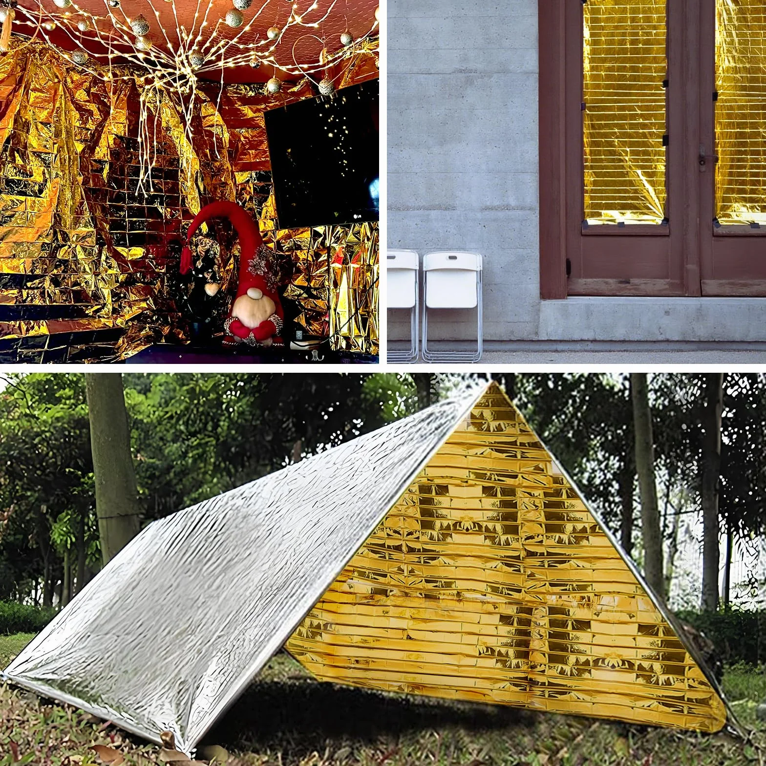 Koce Ratunkowe 5 Sztuki, Koce Foliowe Złoto-srebrne, Koc Termiczny 210×160 cm, Koce Ratunkowe Idealne na Zewnątrz Przetrwanie Wędrówki Pierwszą Pomoc Samochód, Odporne na Rozdarcie