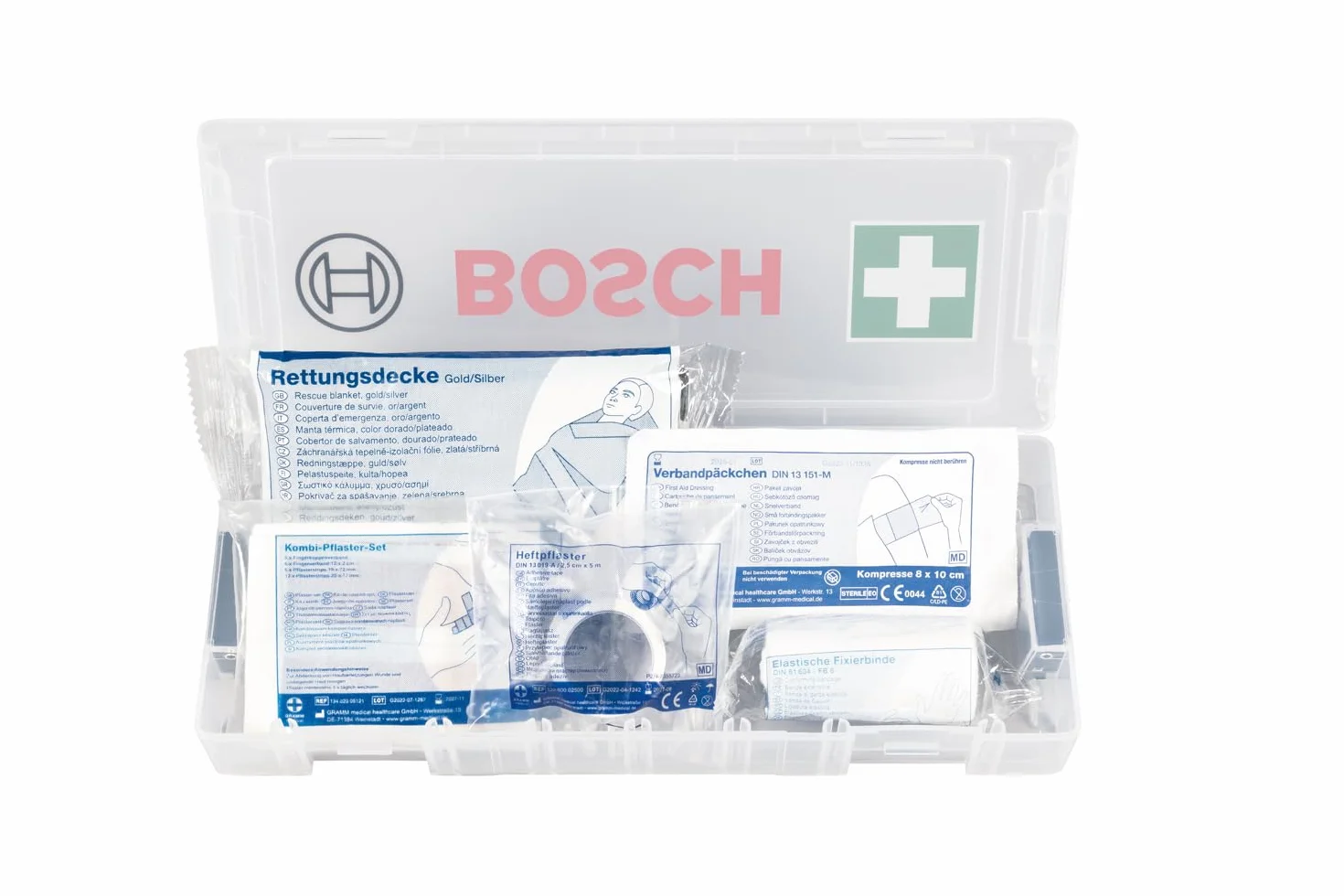 Bosch Professional: mała apteczka (w kasecie L-BOXX Micro, do 8 przegródek, podstawowe materiały potrzebne przy udzielaniu pierwszej pomocy)
