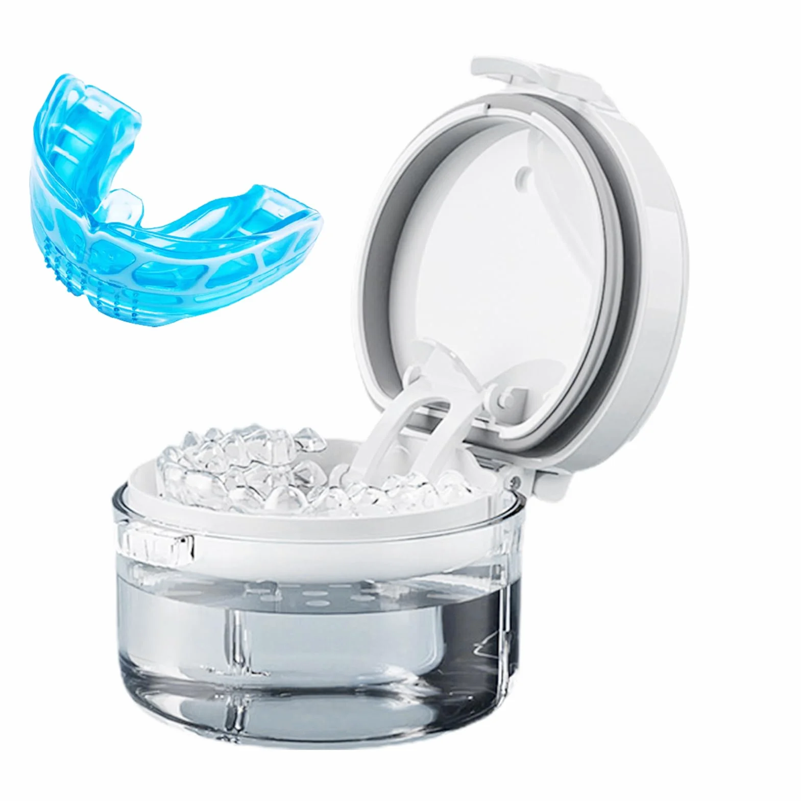 Retainer Cleaner Case - White PP ABS Bath Cup | 9.5x9.5x7cm 97g Aligner Cleaner with Removal Tool, Compact Retainer Storage Box for Women Men Care Home Travel Hygiene Organizer