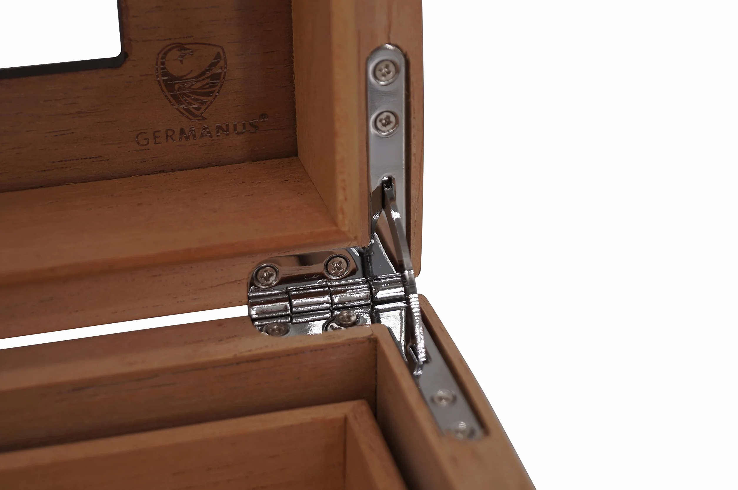 GERMANUS Humidor skrzynia z okienkiem brązowa
