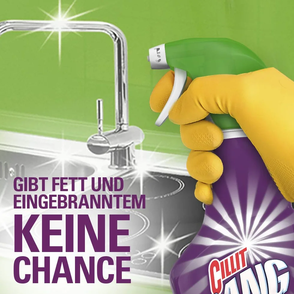 CILLIT BANG Silny środek do czyszczenia kuchni, uniwersalny środek do usuwania tłuszczu – 100% skuteczny przeciwko tłuszczowi – 1 x 750 ml