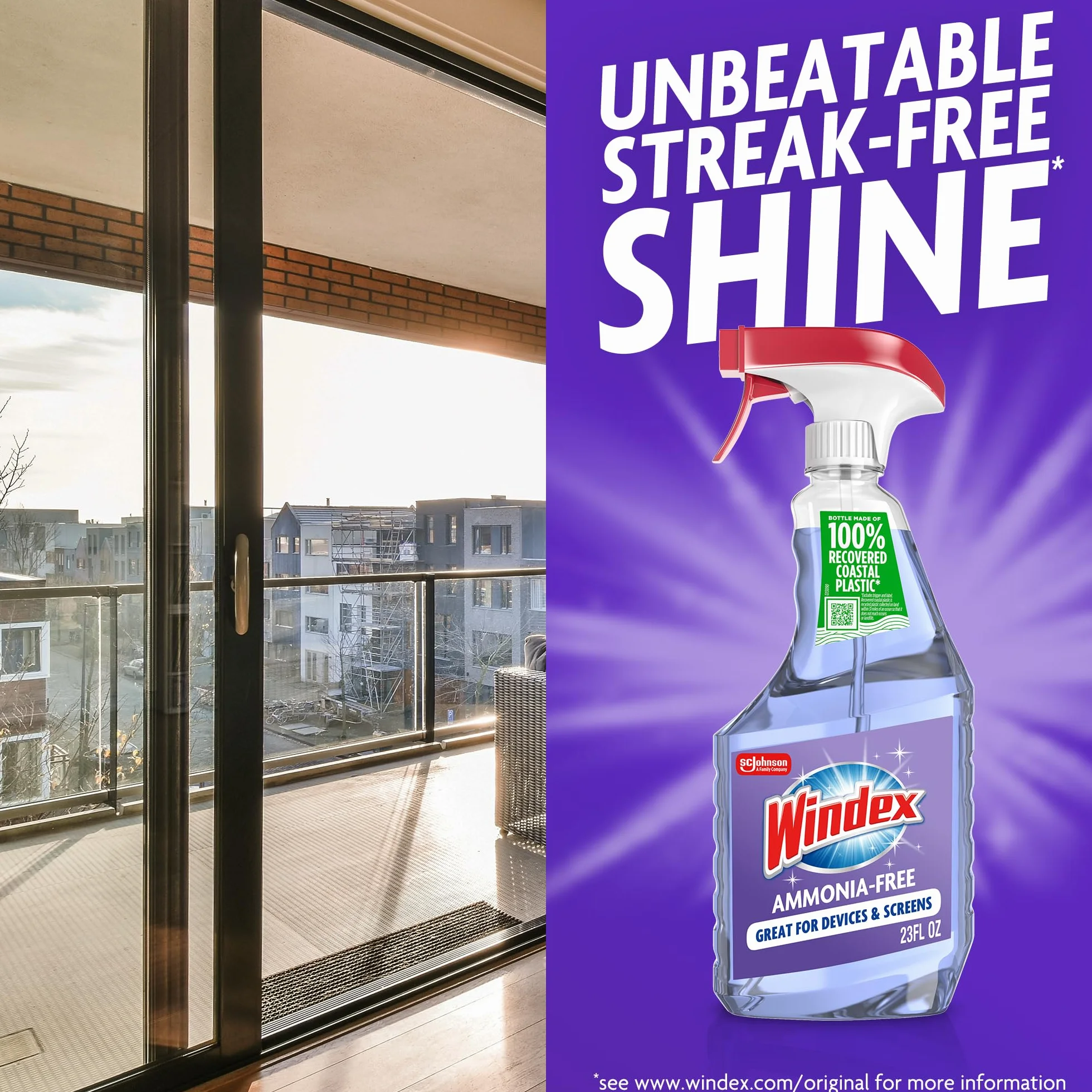Windex Butelka wyzwalacza szkła bez ammonii, kryształowy deszcz, 60 ml