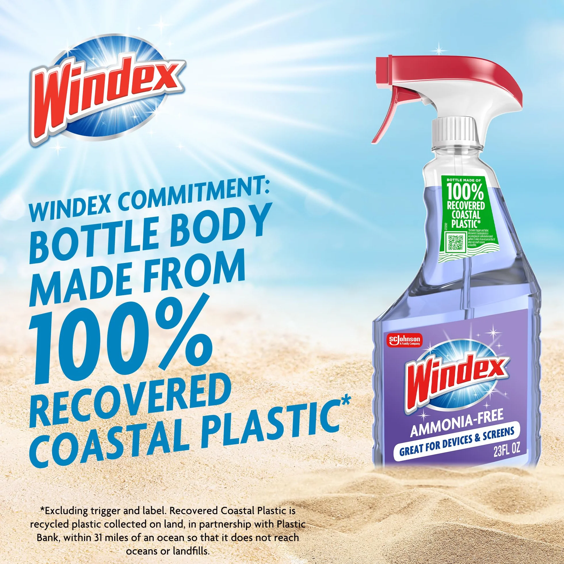 Windex Butelka wyzwalacza szkła bez ammonii, kryształowy deszcz, 60 ml