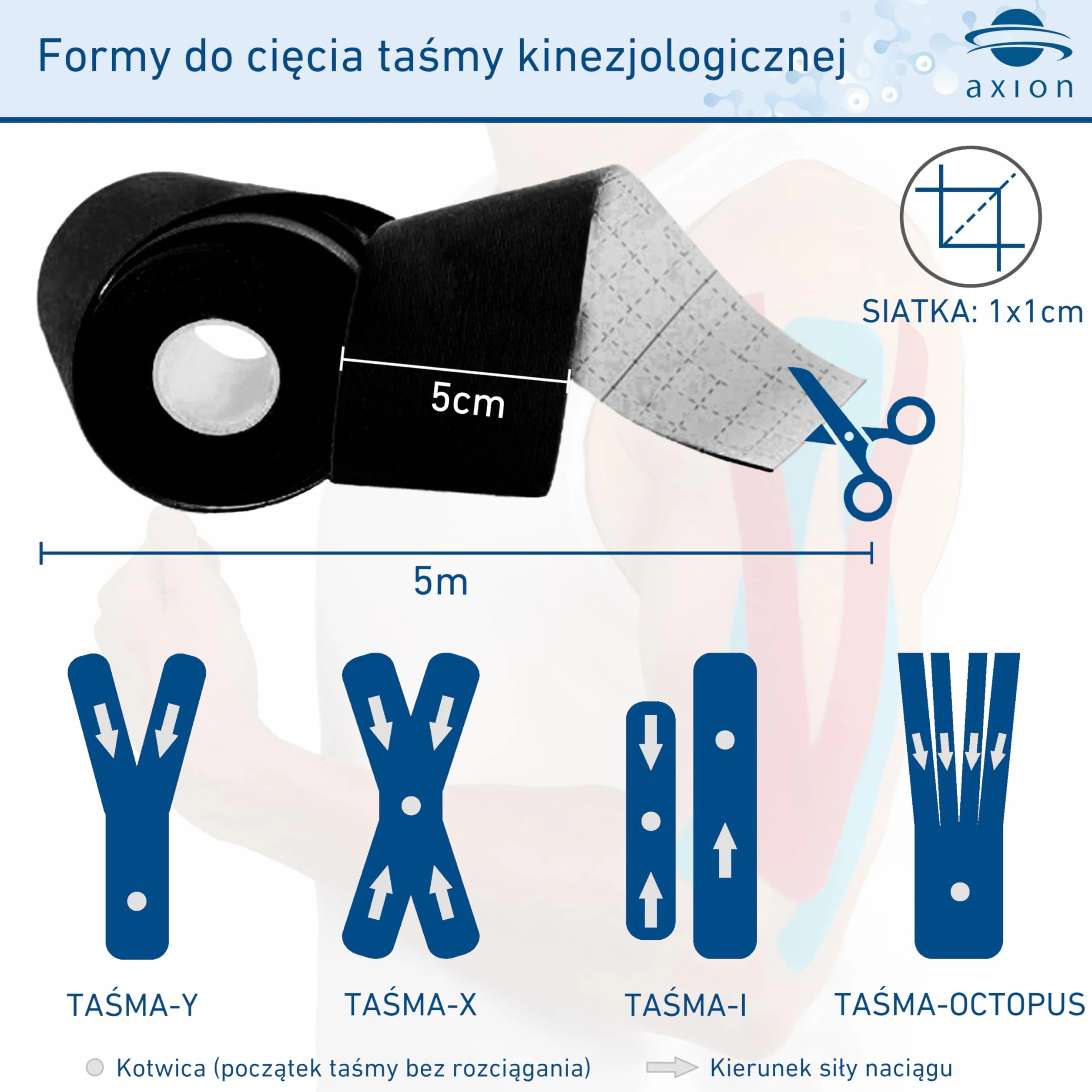 Axion taśmy kinezjologiczne wodoodporne 6 szt. różne kolory do sportu rehabilitacji