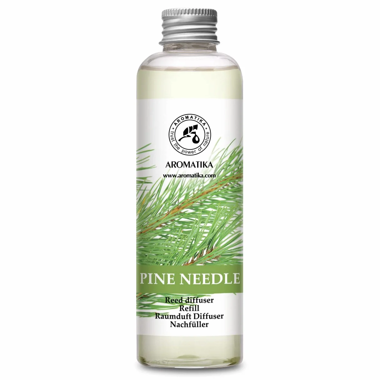 AROMATIKA Wkład do Dyfuzora Trzcinowego Sosna 200 ml Świeży i Długotrwały Zapach Dyfuzor Zapachowy z Patyczkami Olejek z Igieł Sosny Aromaterapia Dom Biuro Odświeżacz Powietrza