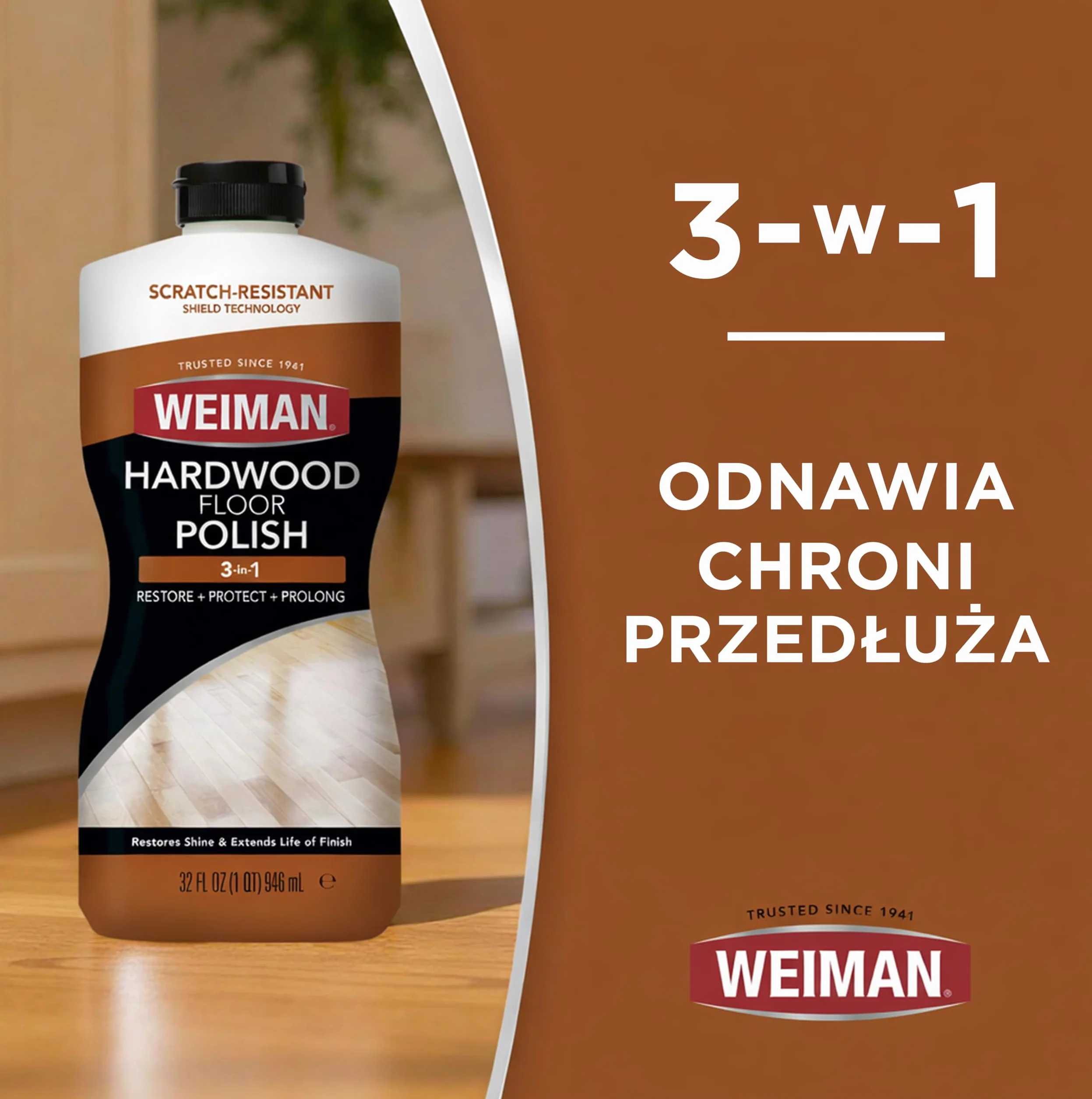 Weiman Hardwood Floor Polish and Restorer - Środek do czyszczenia i polerowania podłóg drewnianych - 946 ml - 2 sztuki