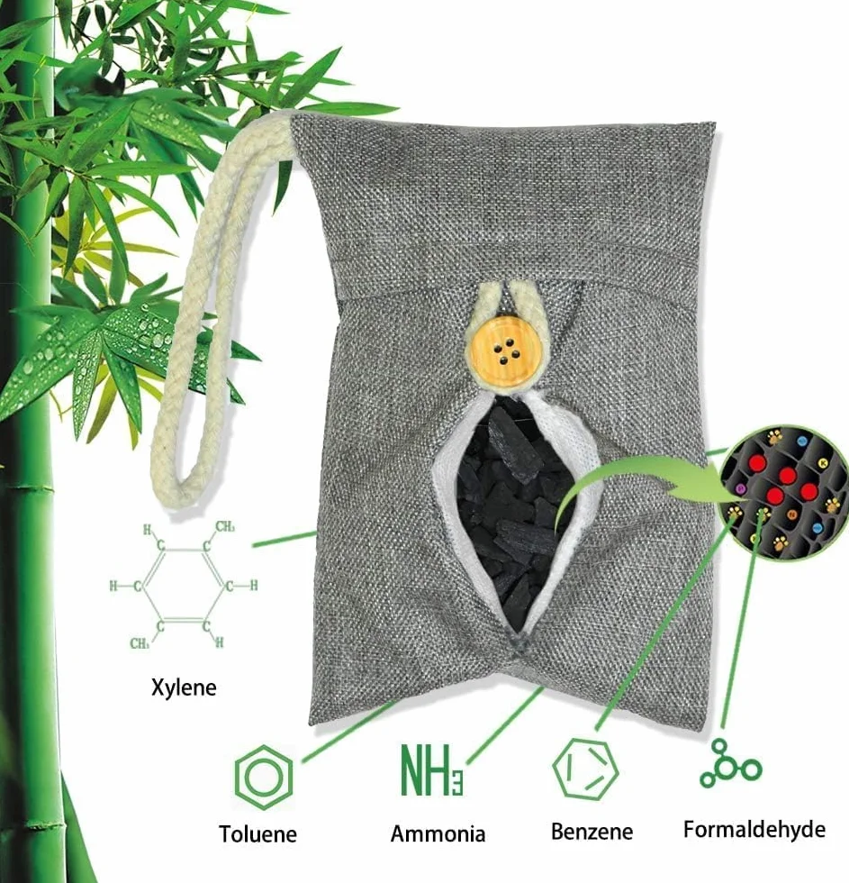 wyewye torby na węgiel drzewny aktywowany, bambusowy, dezodorator, torby z węglem aktywnym, do przechowywania zapachów (4 sztuki, 75 g)