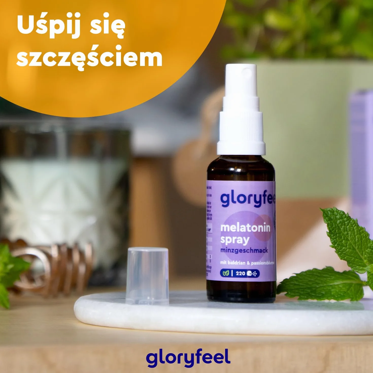 Melatonina w sprayu - z walerianą, lawendą + ekstraktem z melisy, wit. B6 i B1-1 mg melatoniny, 220 rozpyleń - w 100% wegańskie, testowane laboratoryjnie i wyprodukowane w Niemczech bez dodatków