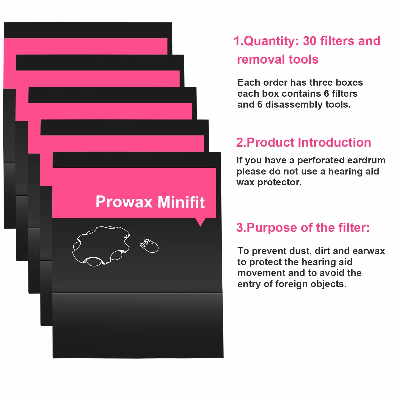 ProWax MiniFit filtr woskowy ProWax MiniFit, wymienny filtr woskowy z 6 narzędziami i 6 filtrami (5 sztuk / 30 sztuk)