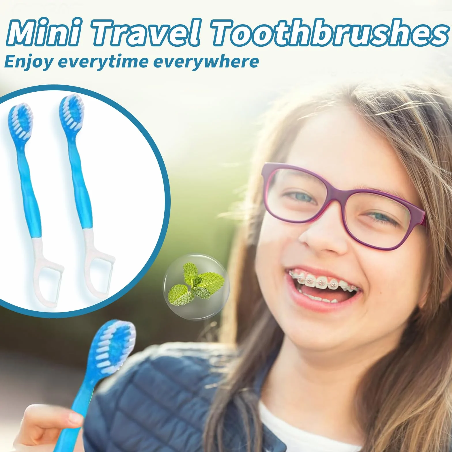 Lilbitty 6 sztuk jednorazowych mini szczoteczek do zębów, 5 w 1, wstępnie pastowana mini szczotka + nić dentystyczna + wykałaczka, skrobak do języka, wstępnie wklejona szczoteczka do zębów w podróży z