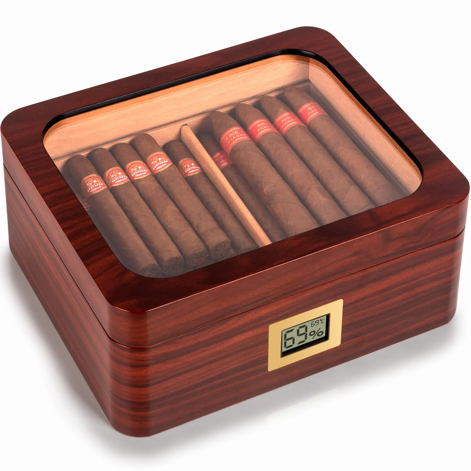 Humidory do cygar, humidory, hiszpańskie cygara, drewniane pudełko na cygara, z nawilżaczem humidorowym, higrometrem, dzielnikiem, prezent dla miłośników cygar (50 cygar)