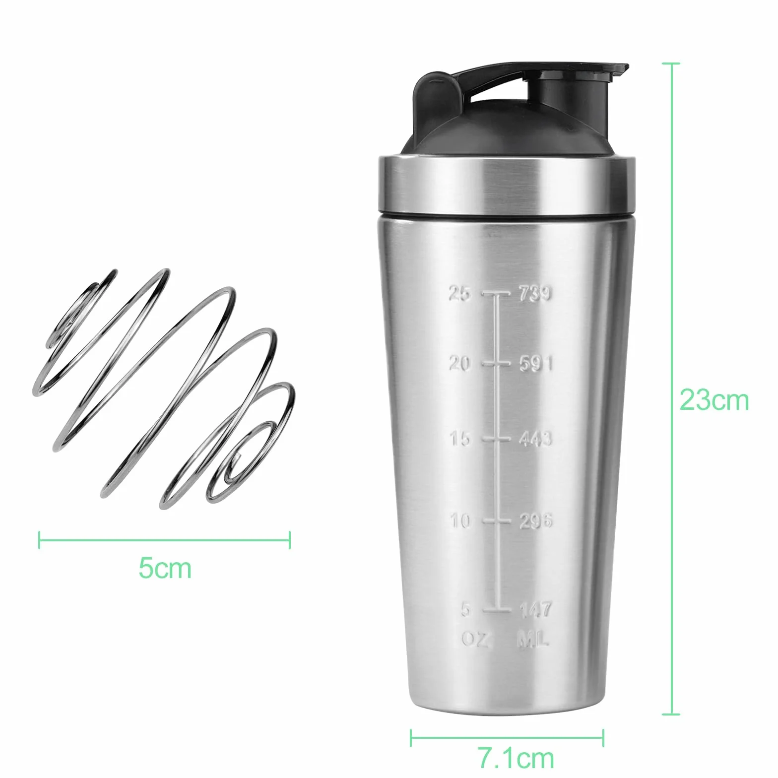 Shaker proteinowy ze stali nierdzewnej, 750 ml
