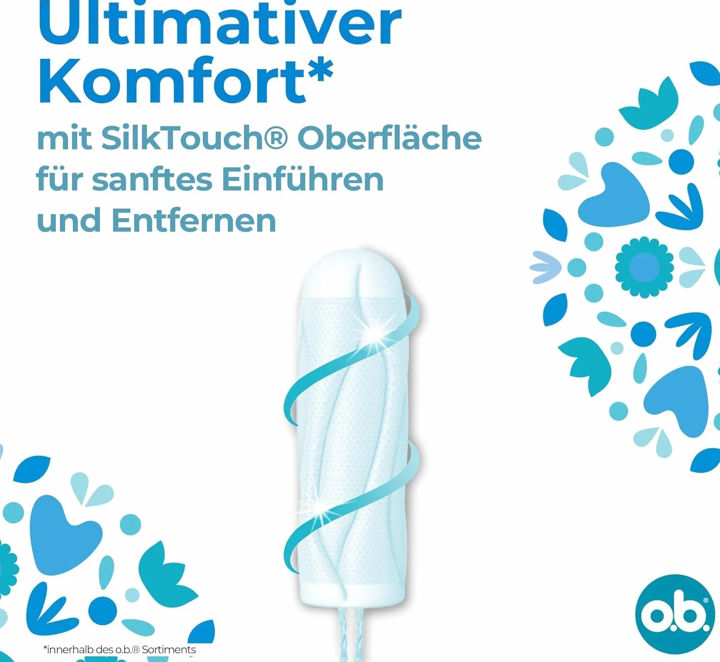 o.b. ProComfort Mini tampony na lekkie i średnie dni z technologią Dynamic Fit i powierzchnią SilkTouch, zapewniają najwyższy komfort* i niezawodną ochronę (1 x 64 sztuki)