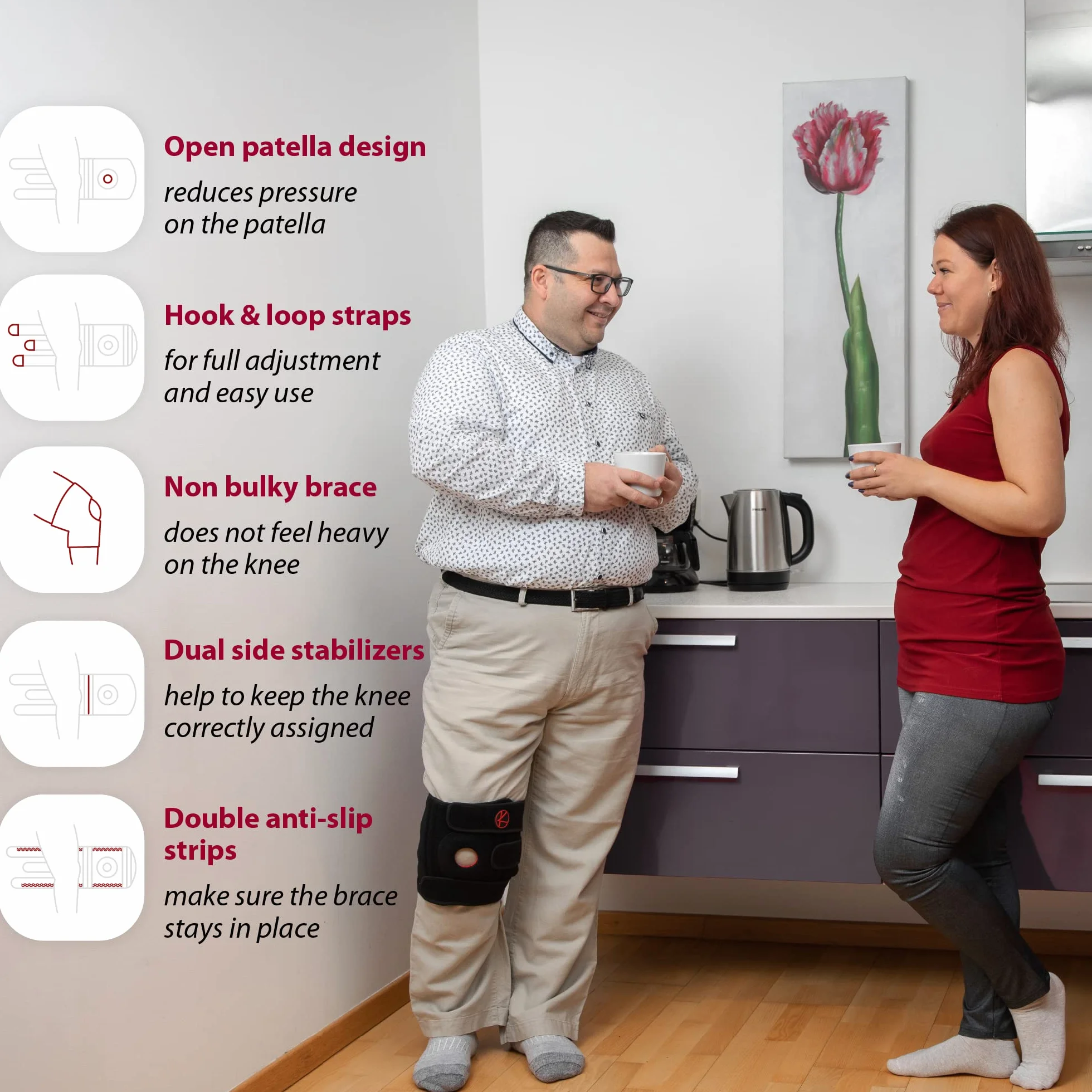 KARM Orteza kolana 4XL 5XL 6XL duże rozmiary regulowana dla kobiet i mężczyzn