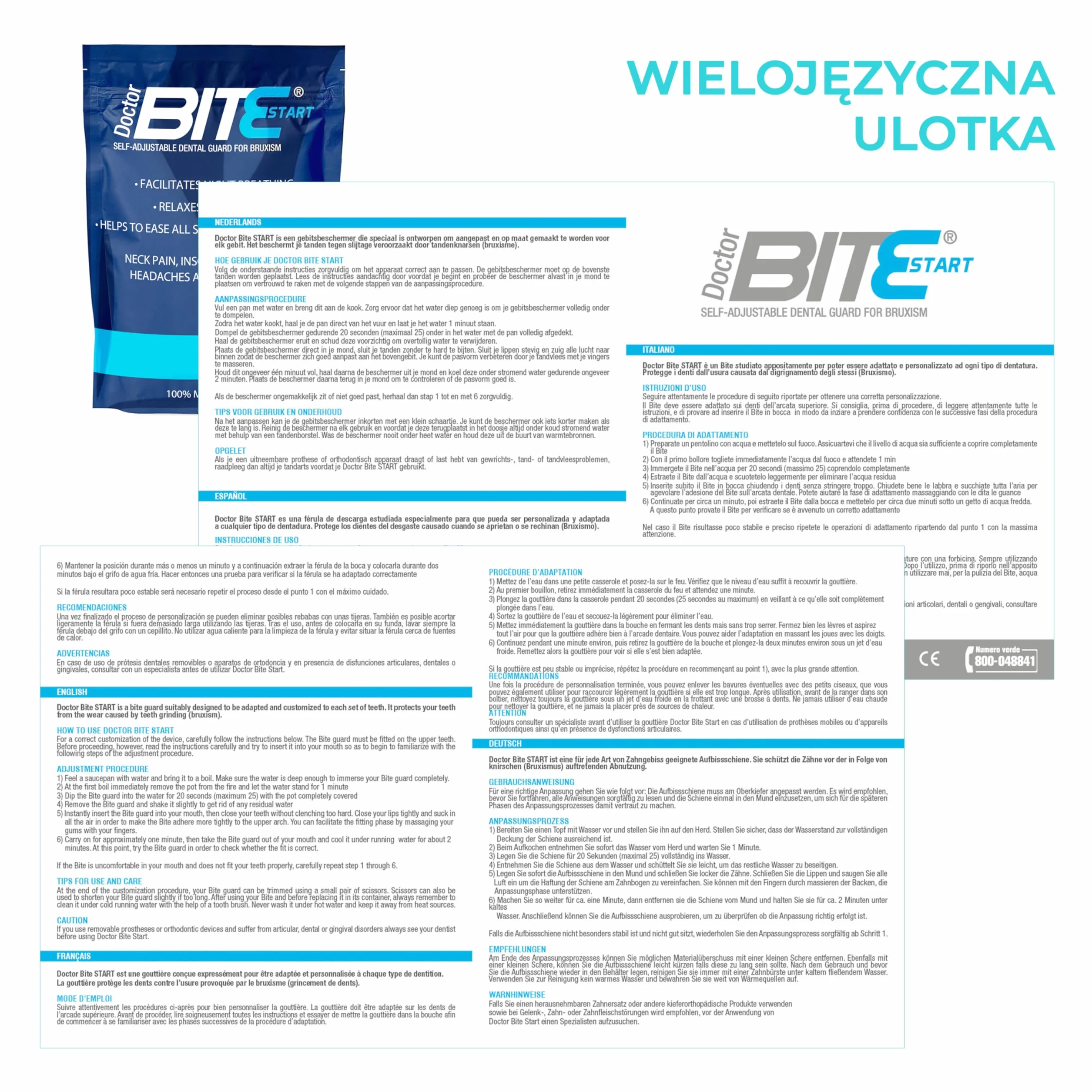 2 x Zgryz Na Bruksizm Nocny Dulàc Doctor Bite Start, Samomodelujące Urządzenie Medyczne i Made In Italy, Z Uchwytem Na Zgryz W Zestawie