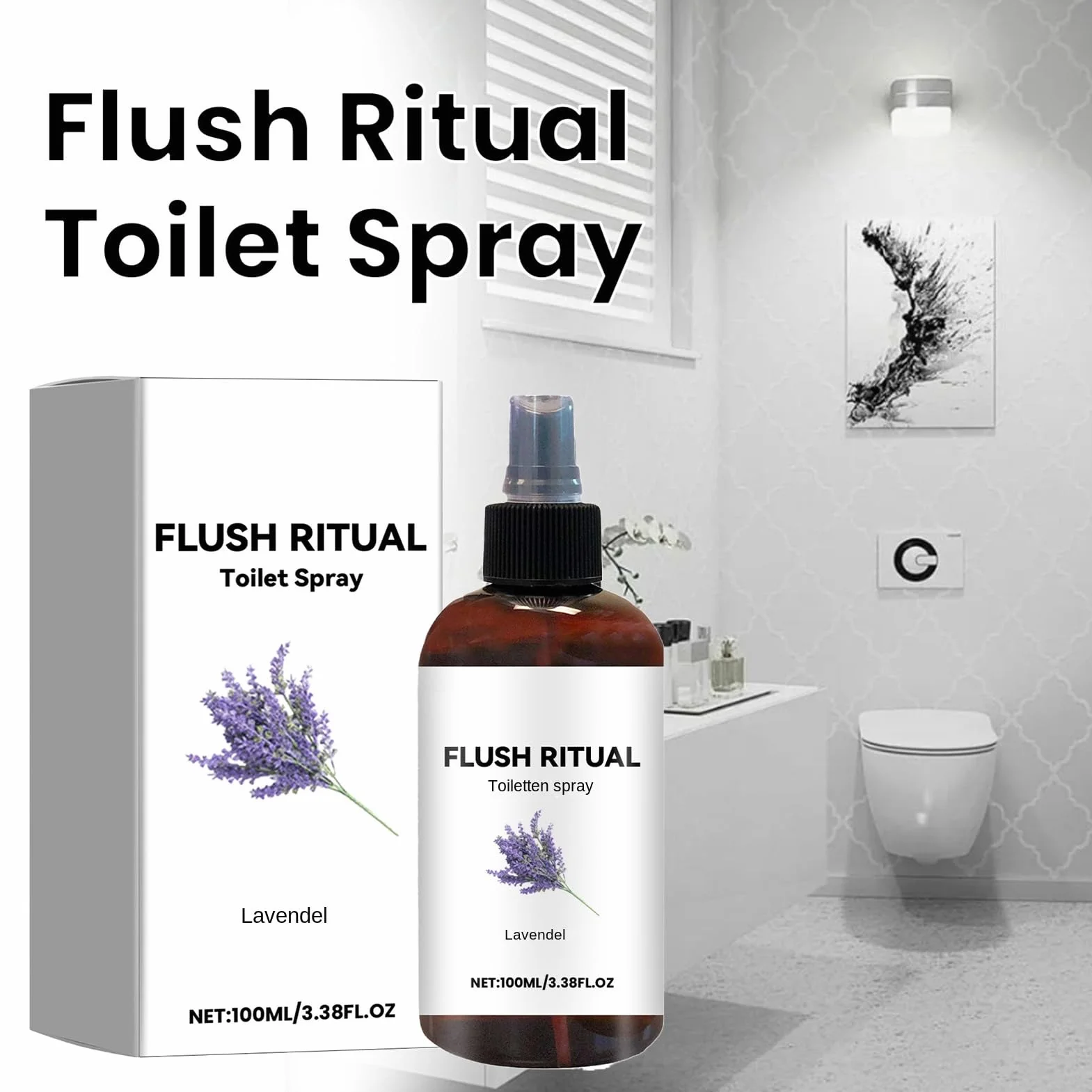 ?wie?y spray do toalet o zapachu lawendy – kompaktowa konstrukcja, równomierne rozprowadzanie – nadaje si? do u?ytku rodzinnego, ró?ne powierzchnie, ?wie?o?? pomieszczenia