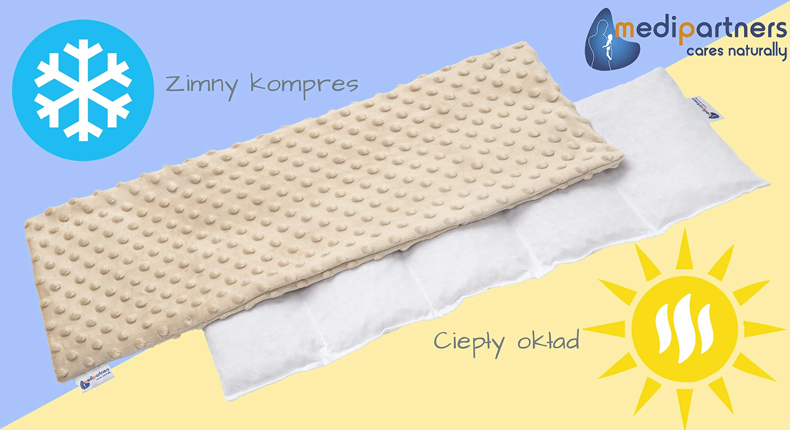 Termofor z pestek wiśni 5 Komorowy 800g 60x20cm Minky Terapia ciepłem/zimnem Wyjmowana poszewka Beż