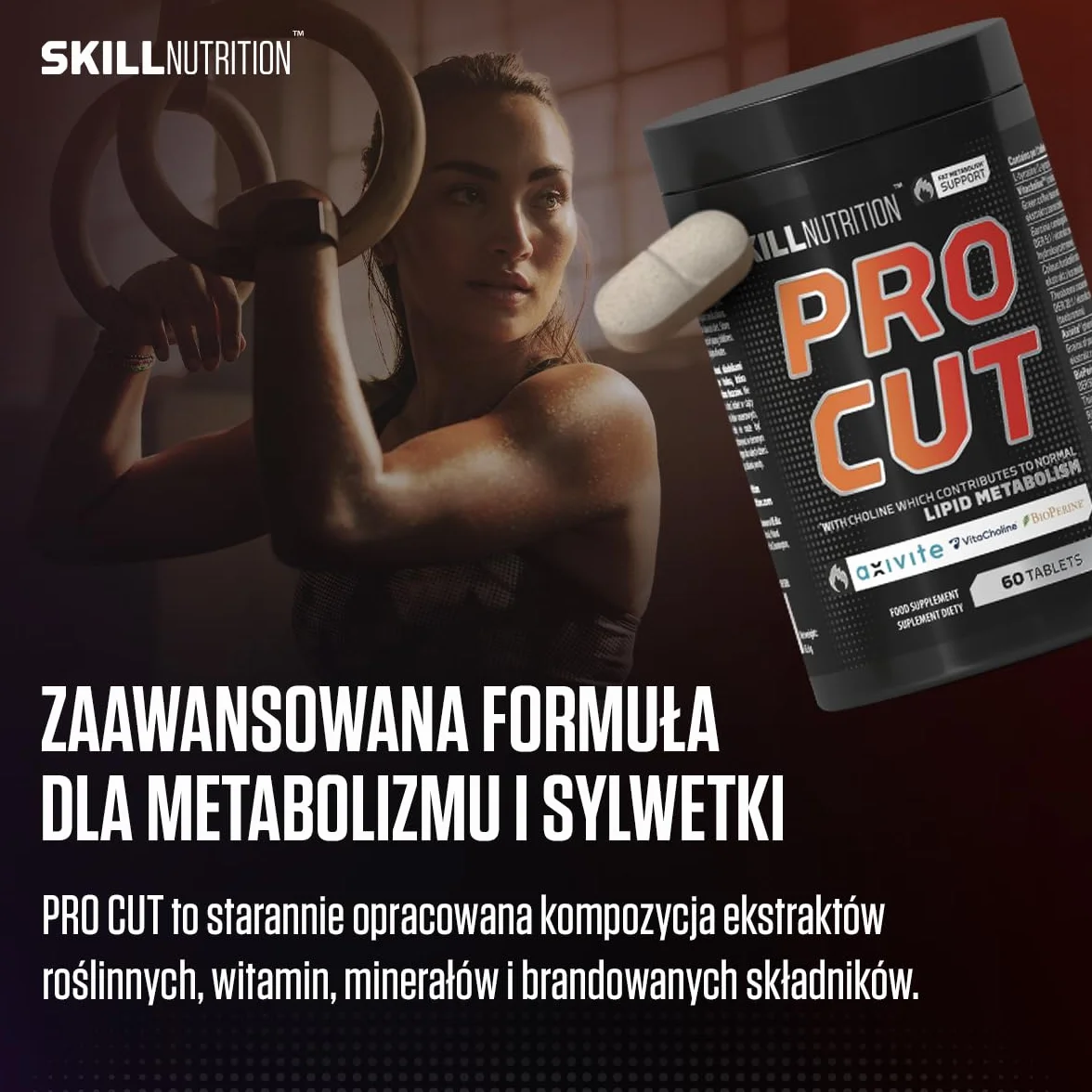 Skill Nutrition Pro Cut 180 tabletek spalanie tłuszczu zielona herbata L-karnityna CLA BioPerine® metabolizm energia