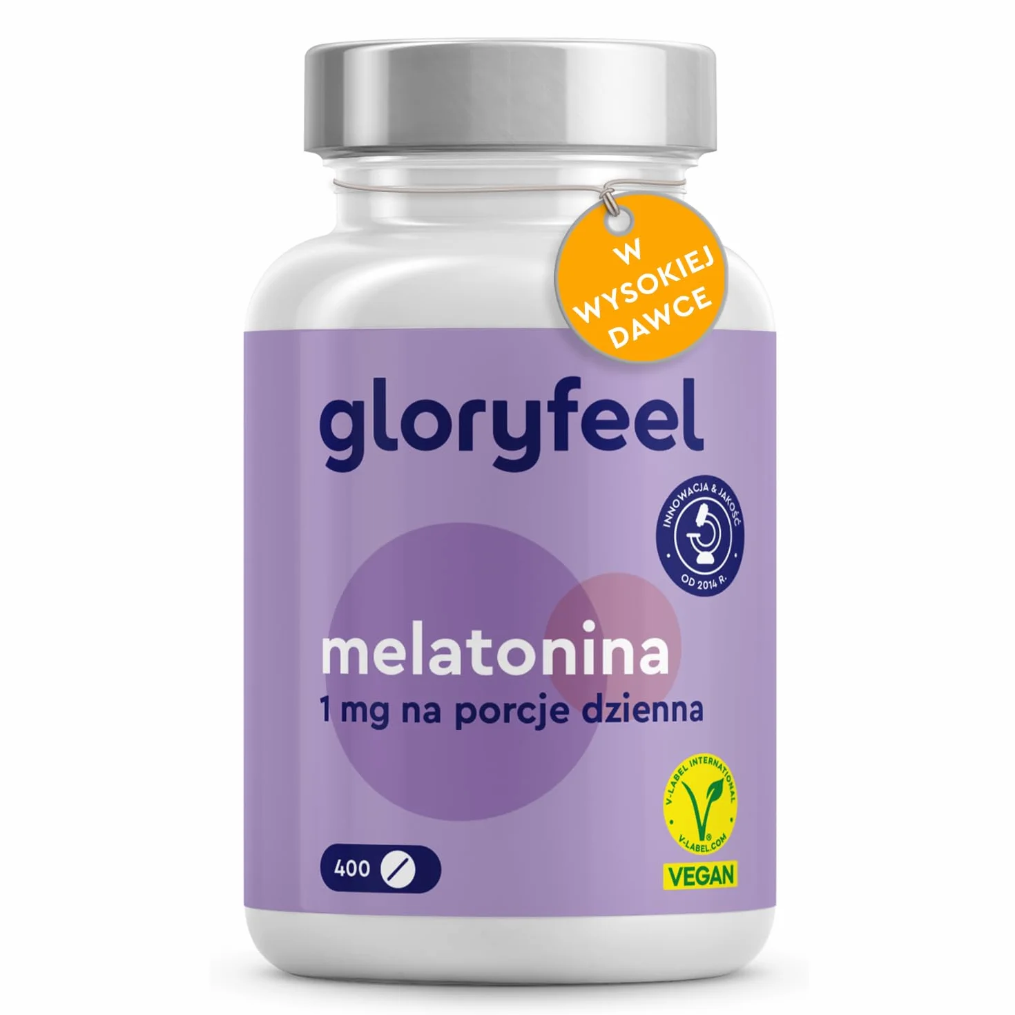 Melatonina 400 tabletek, suplement wspomagający sen, wegański, bez dodatków