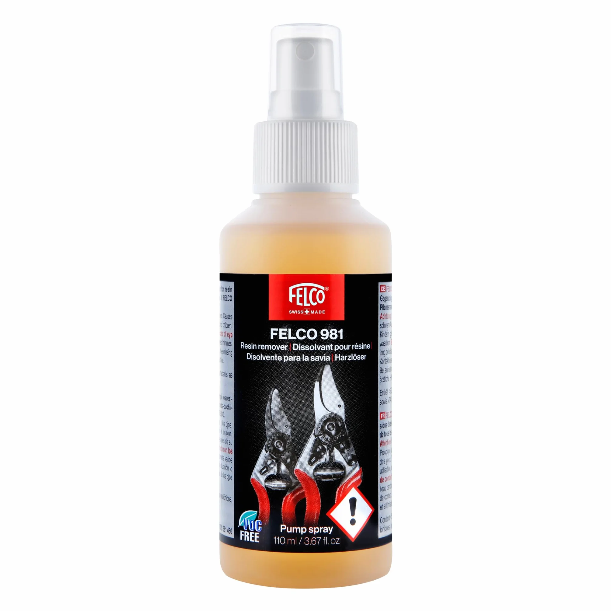 FELCO Spray do usuwania żywicy roślinnej model 981 bezpiecznie czyści usuwa żywicę roślinną 110 ml zastosowanie ze wszystkimi narzędziami ogrodniczymi sekatorskimi rośliny ogrodowe ogrodnictwo