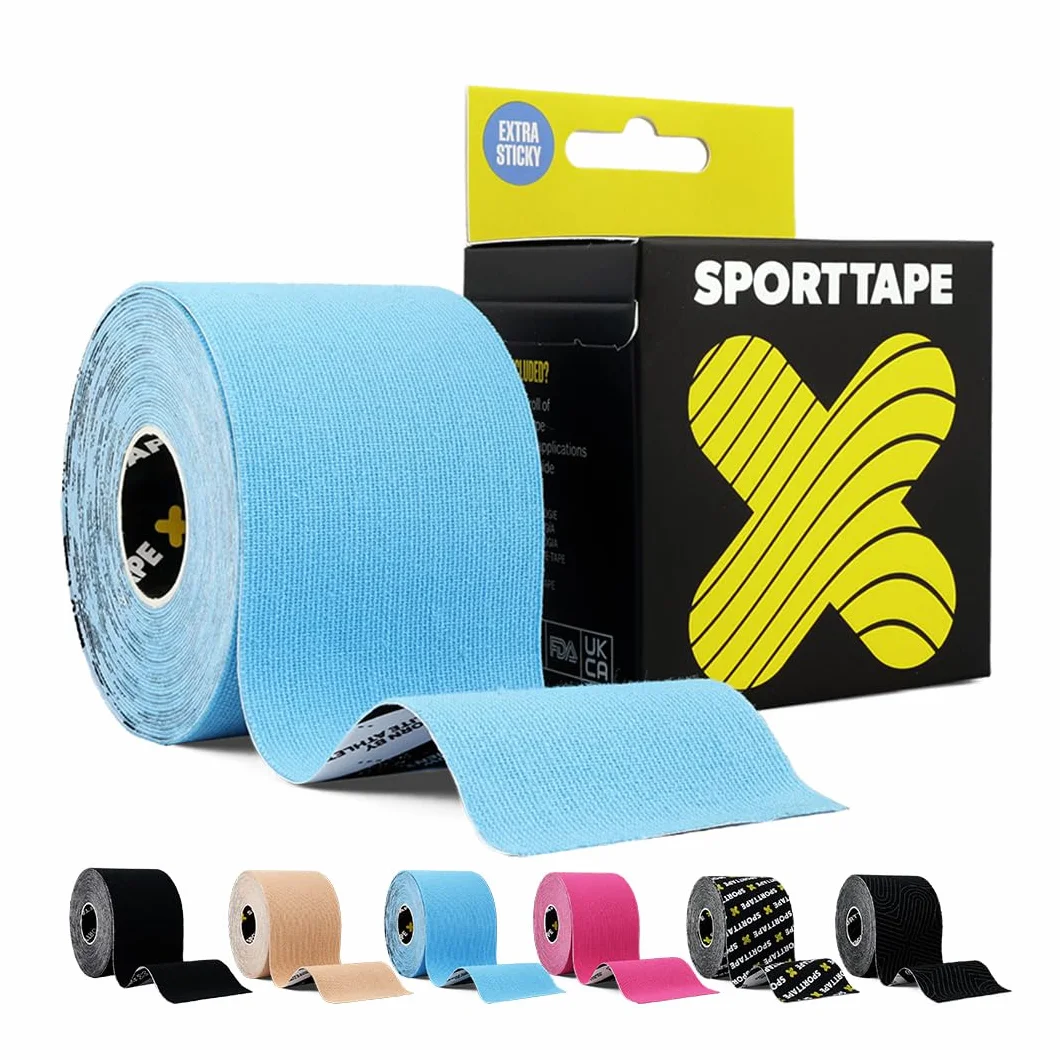 SPORTTAPE Taśma kinezjologiczna 5 cm x 5 m niebieska hipoalergiczna wodoodporna