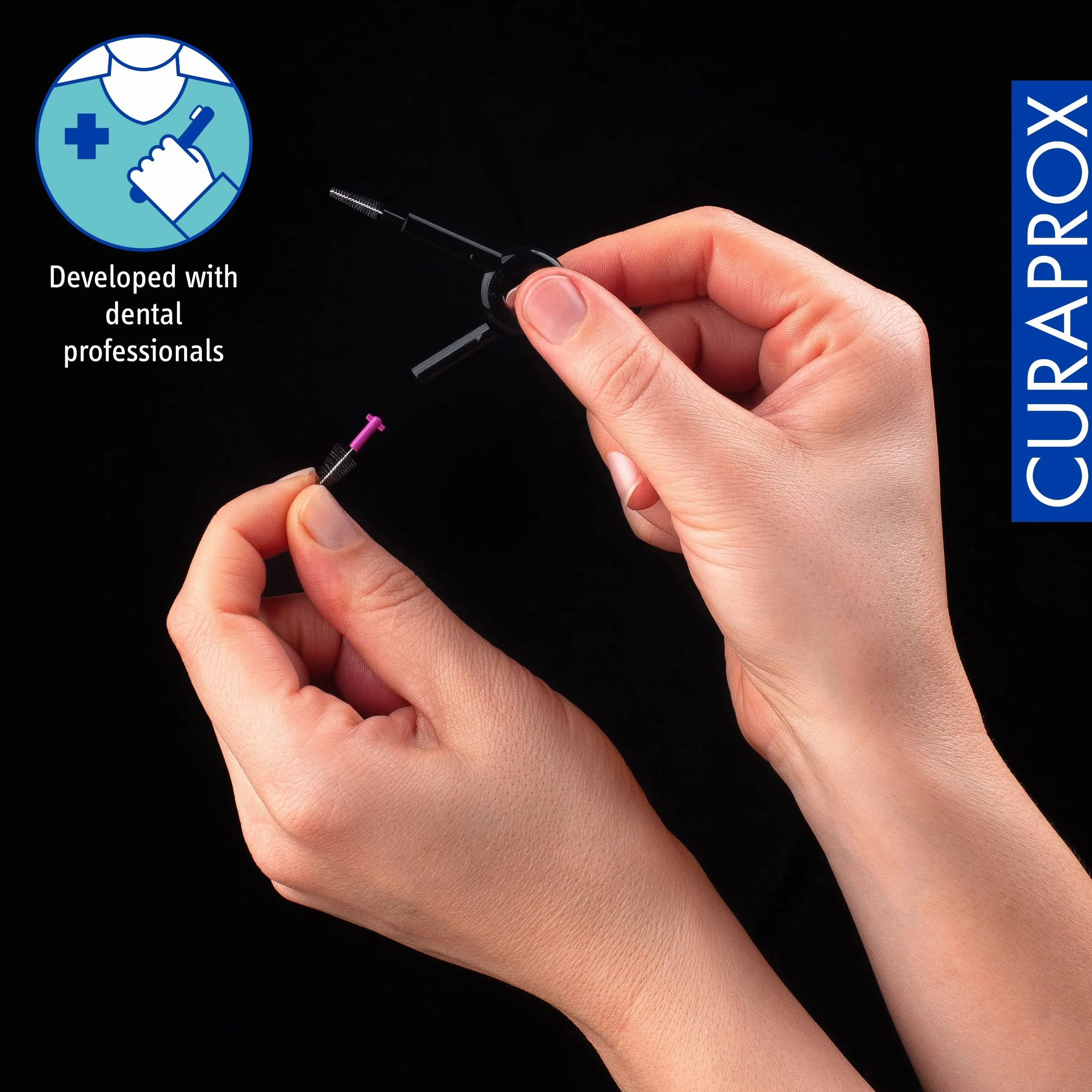 Curaprox travel toothbrush set – do wybielania zębów w podróży/Black is white edition/zawiera pastę do zębów, szczoteczkę do zębów i szczoteczki międzyzębowe/Made in Switzerland