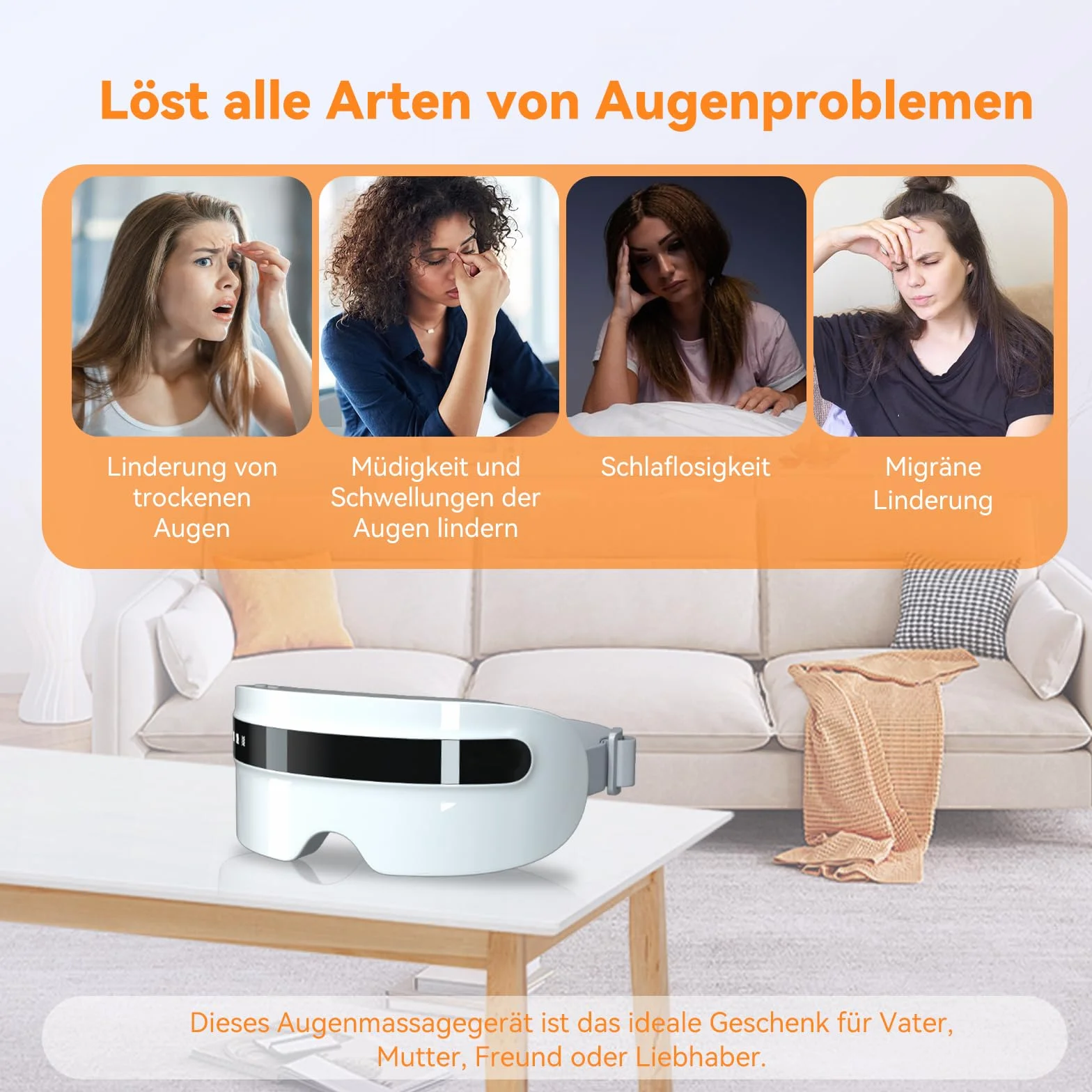 Masażer do oczu z parą, rozgrzewająca maska na oczy z wibracjami i muzyką Bluetooth, 5 trybów