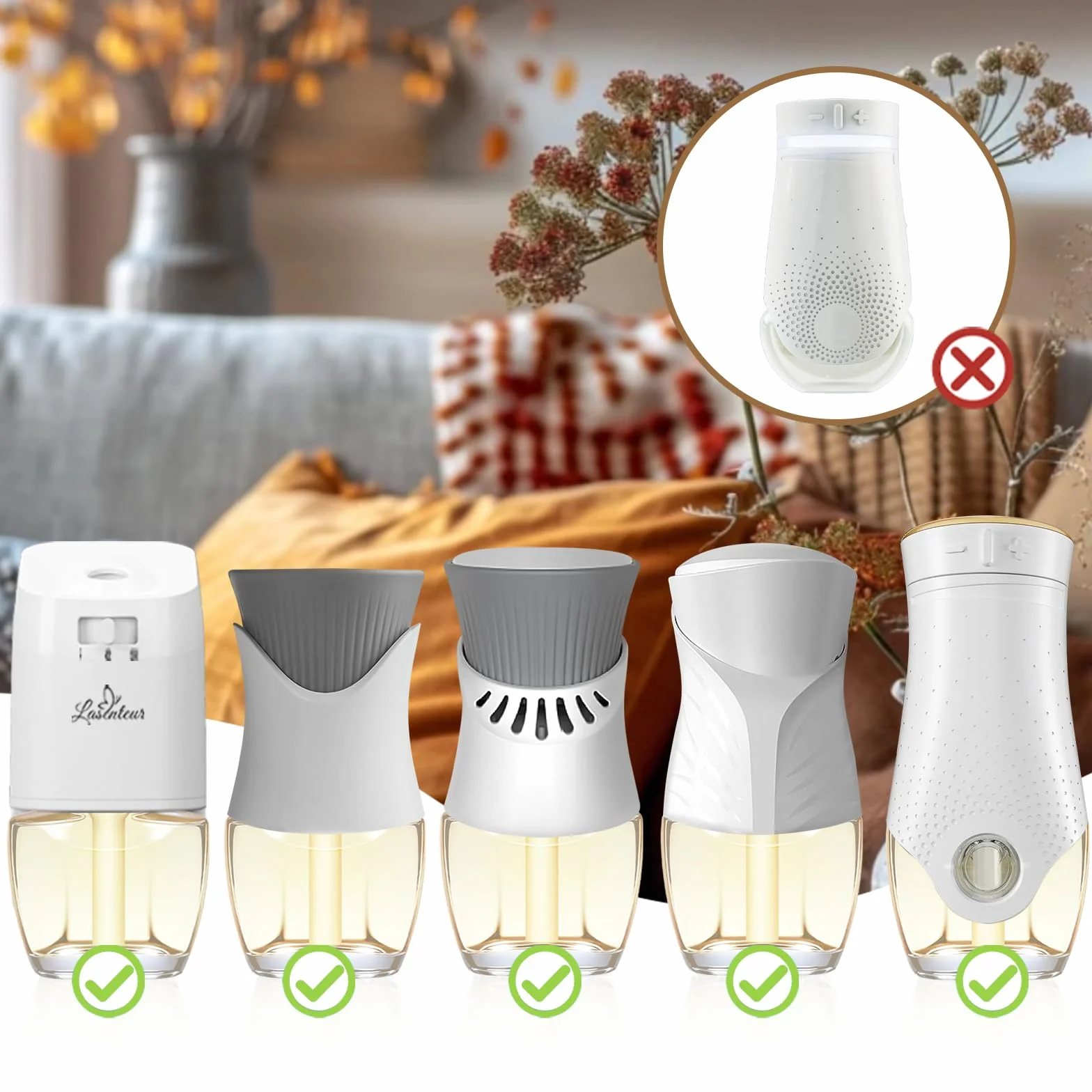 SCENTORINI Napełniacz flakonu olejku zapachowego, kompatybilny z wtyczkami zapachowymi Air Wick i Glade, 12 x 19 ml, marzycielski marshmallow, sycylijska cytryna, złote jabłko, ciasto waniliowe